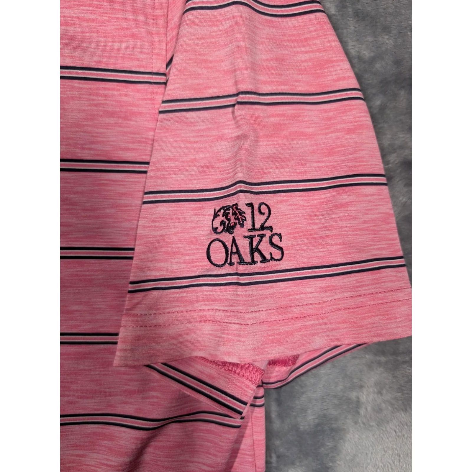 Footjoy FootJoy Polo Shirt Mens M Pink Striped Performance Golf 12 Oaks Embroidered Size US M / EU 48-50 / 2 - 5 Thumbnail