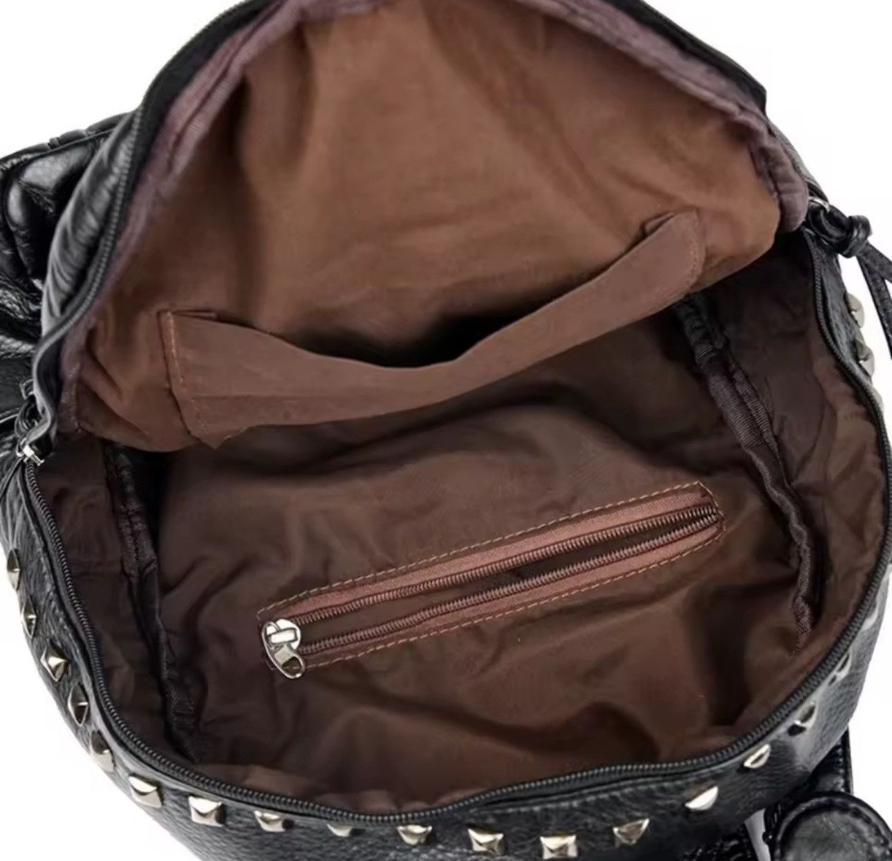 Other Punk Gothic PU Leather Rivets Capacity Black Backpack Size ONE SIZE - 3 Thumbnail