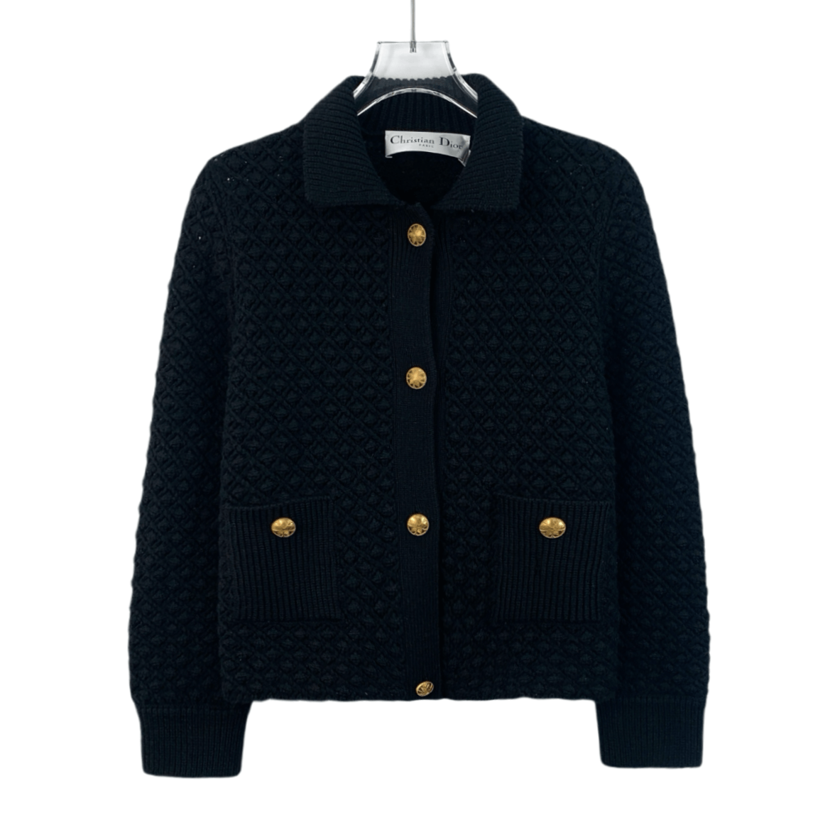 Dior Christian Dior Black Wool Cardigan with Gold Buttons (36 XS) Size XS / US 0-2 / IT 36-38 - 1 Thumbnail