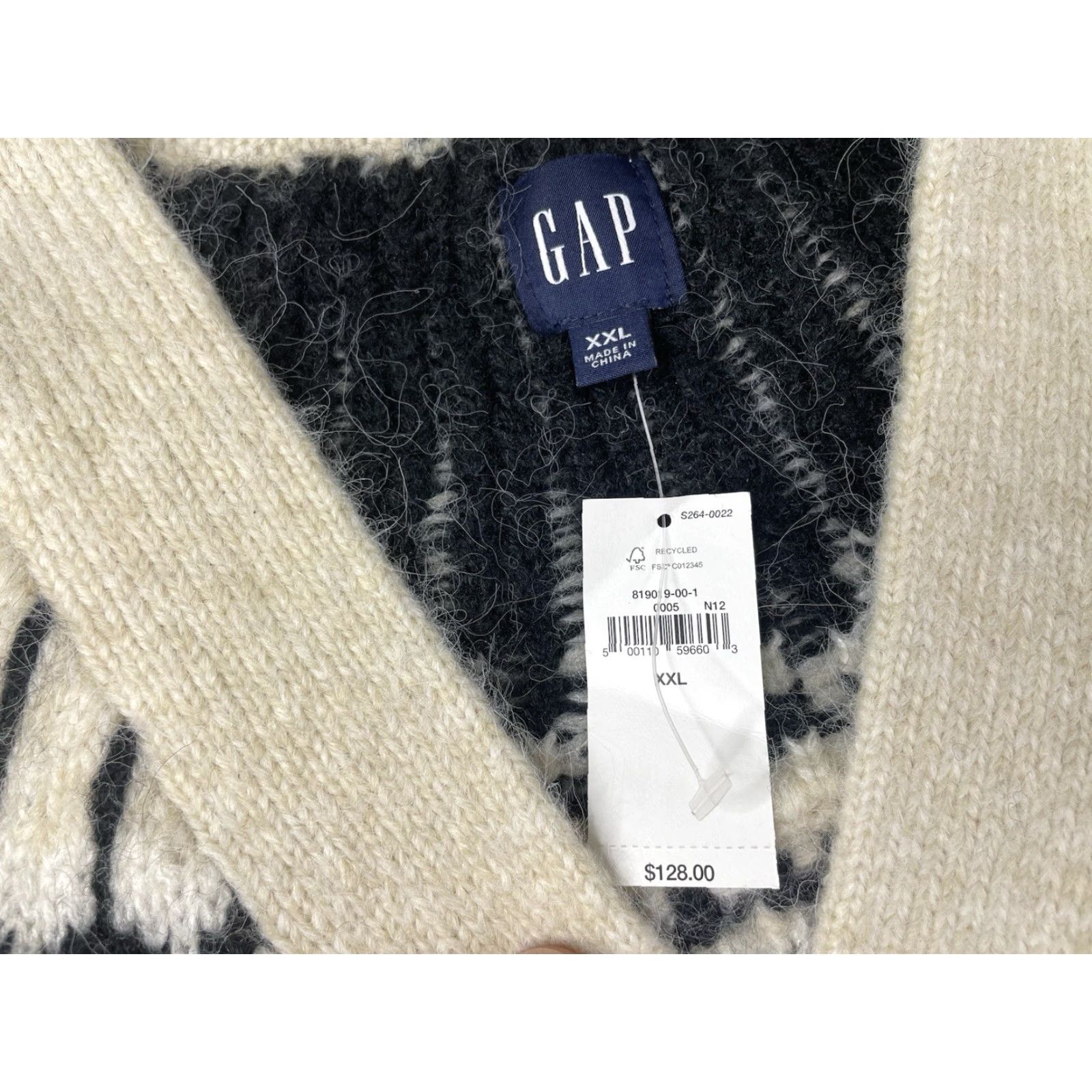 Gap GAP Cardigan Women's XXL Beige Fair Isle Belted Wool Blend Sweater Size XXL / US 16-18 / IT 52-54 - 3 Thumbnail