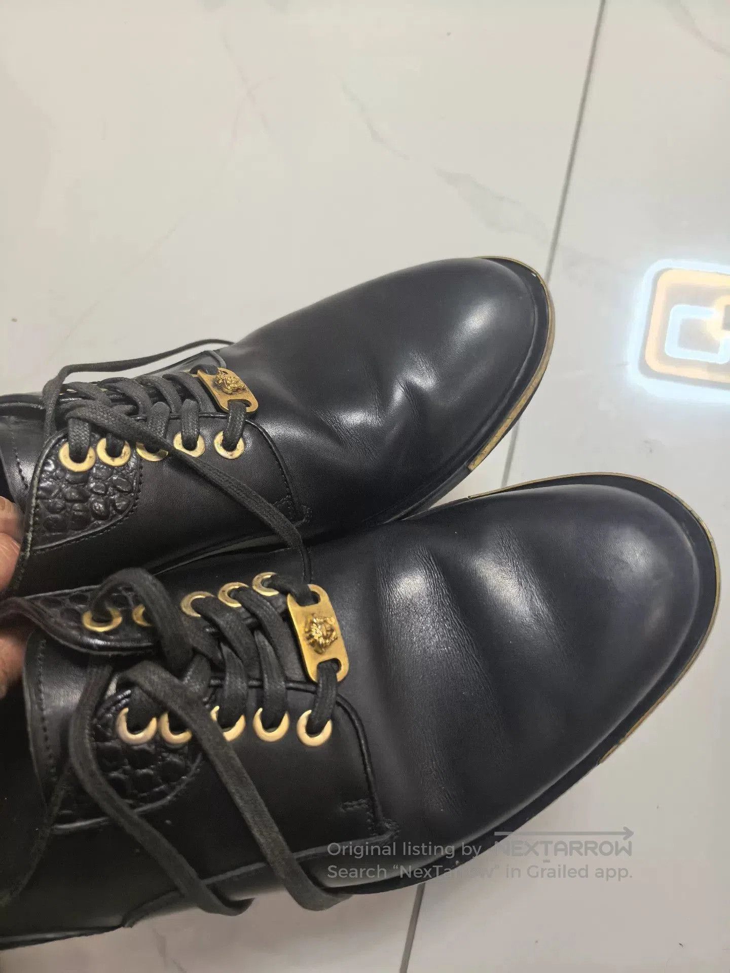 Versace Versace Medusa Metallic Trim Leather Shoes. Size US 6.5 / EU 39-40 - 4 Thumbnail