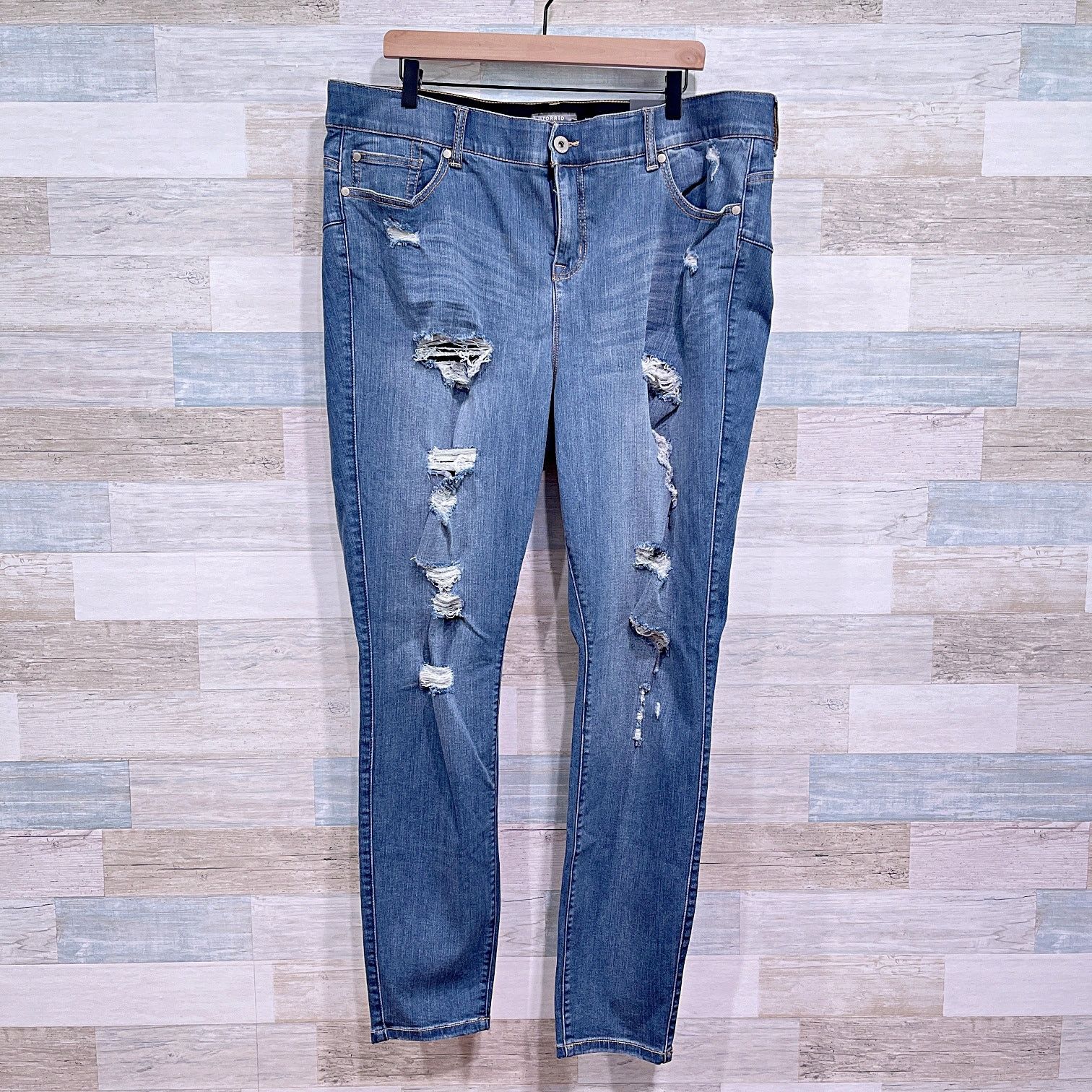 Other TORRID Bombshell Skinny Destructed Jeans Womens 22T 22 Tall Size 42" / US 20 - 2 Thumbnail