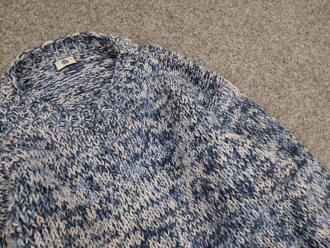 Designer Pachamama Design Handmade Knit Wool Blue Pullover Sweater Size US L / EU 52-54 / 3 - 11 Thumbnail