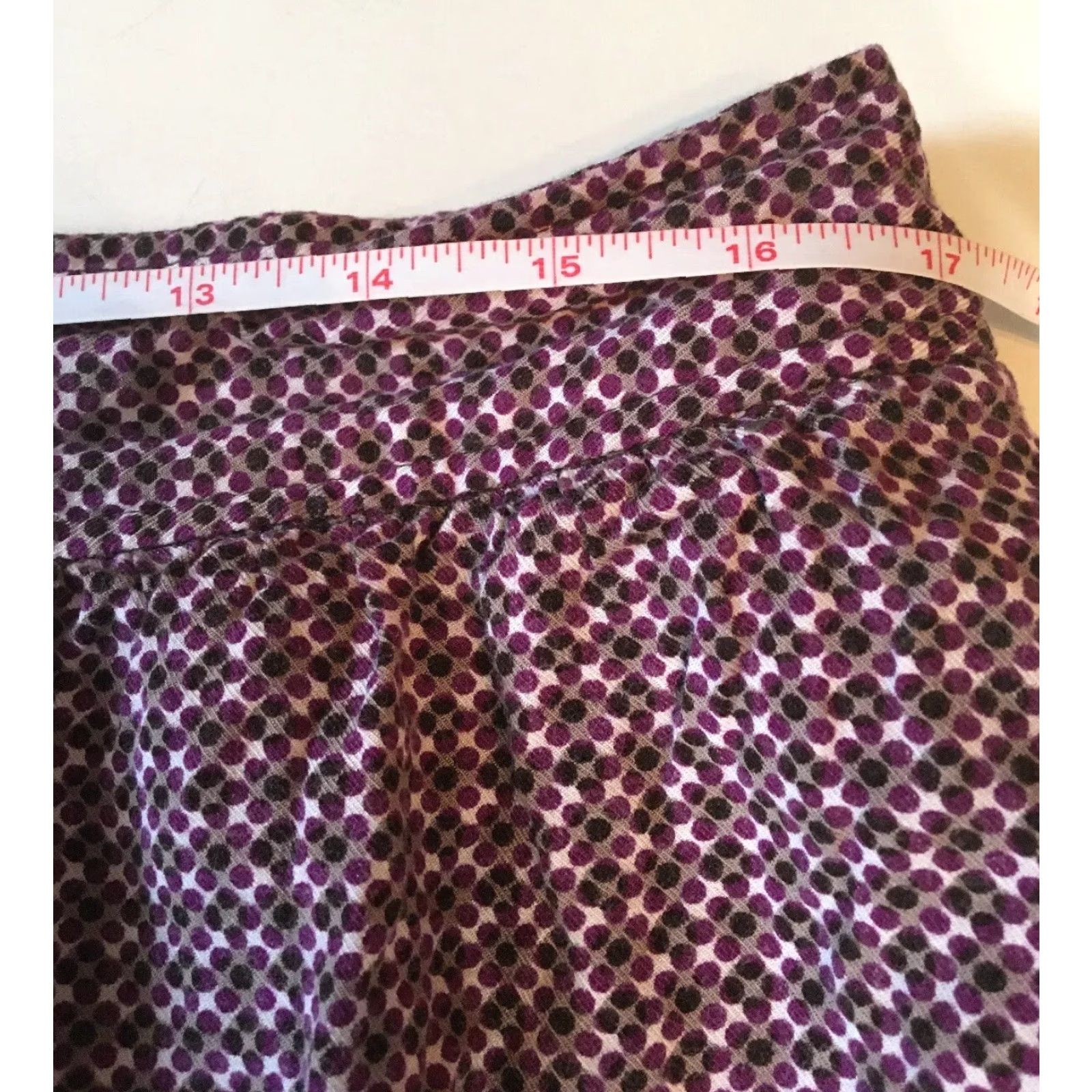 Gap VINTAGE Gap Women's Skirt 10 Regular Rayon Lined Purple Polka Dot Pleated Knee Length Zip Casual Womens Size 32" / US 10 / IT 46 - 5 Thumbnail