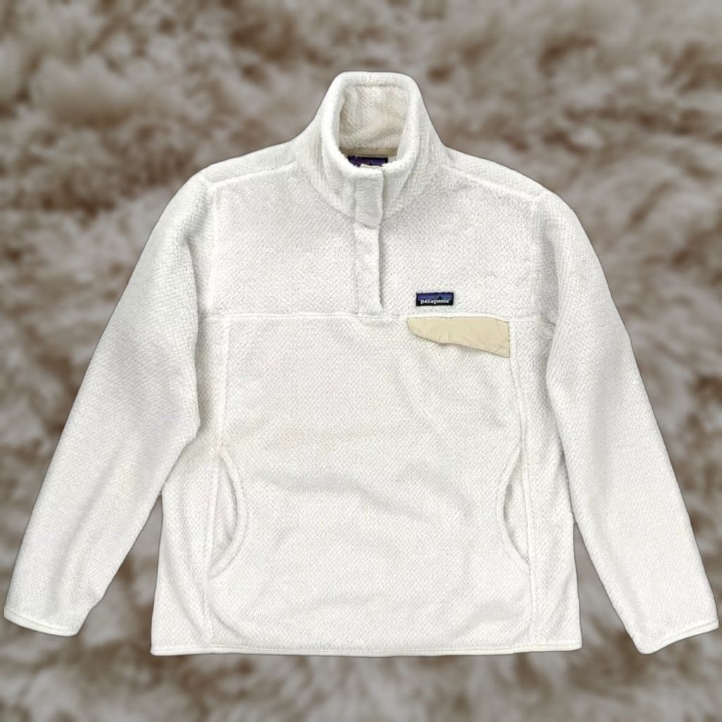 Patagonia Sweater Pullover Fleece ReTool Snap-T Womens L White MINT COndition