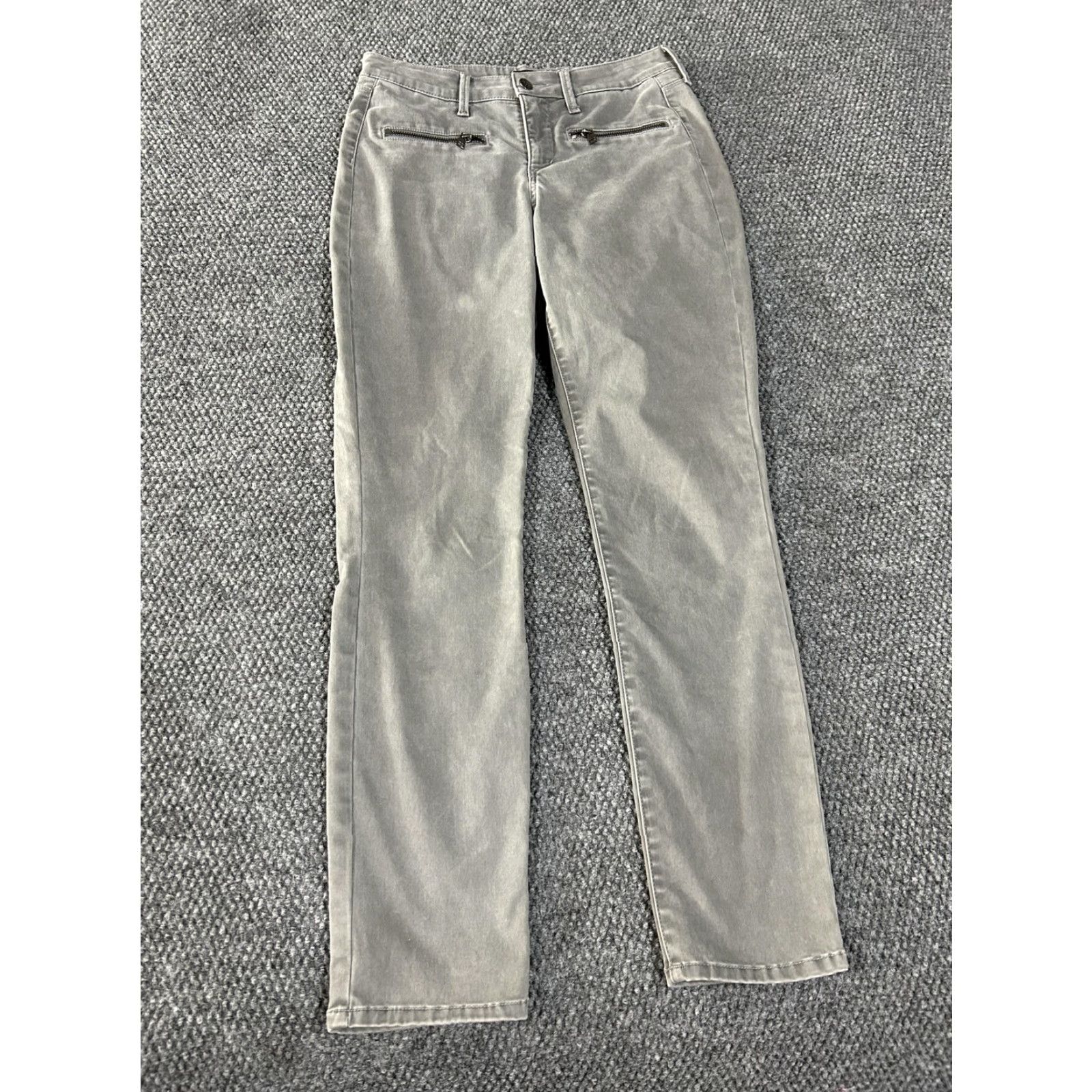 NYDJ NYDJ Jeans Womens 0 Gray Straight Leg Mid Rise Ankle Zip Pocket Stretch Denim Size 25" / US 0 / IT 36 - 2 Thumbnail
