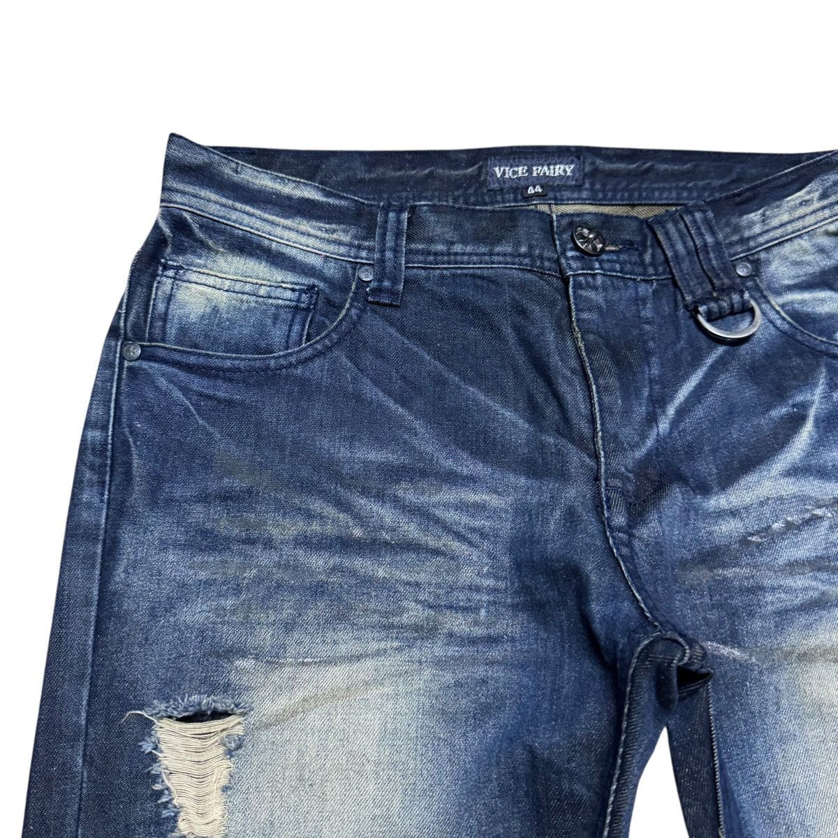 Le Grande Bleu (L.G.B.) Vice Fairy Whisker Distressed Denim Flare Jeans Size US 30 / EU 46 - 4 Thumbnail