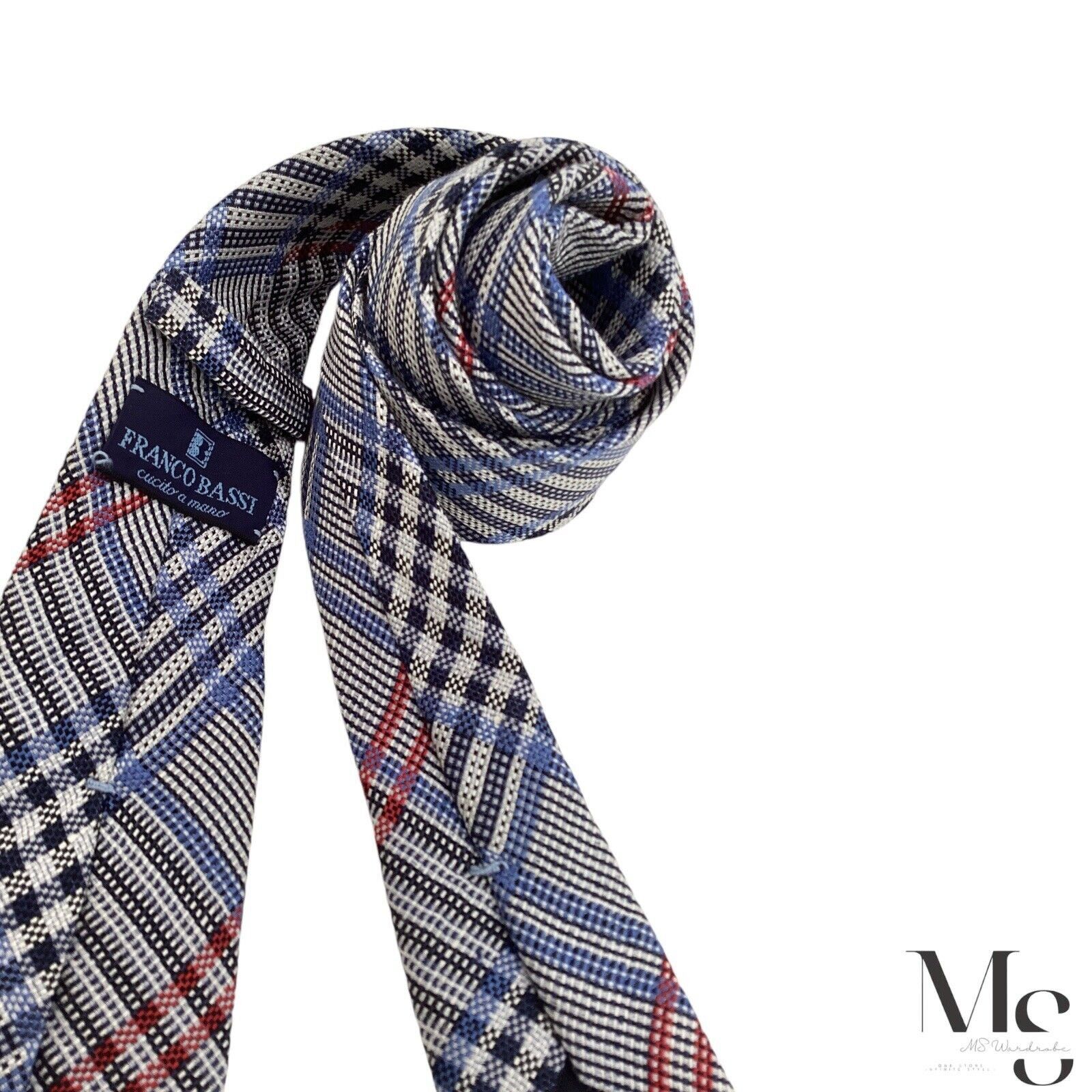 Other FRANCO BASSI XL Blue & Gray Plaids & Cheks Silk Blend Tie It Size ONE SIZE - 3 Thumbnail