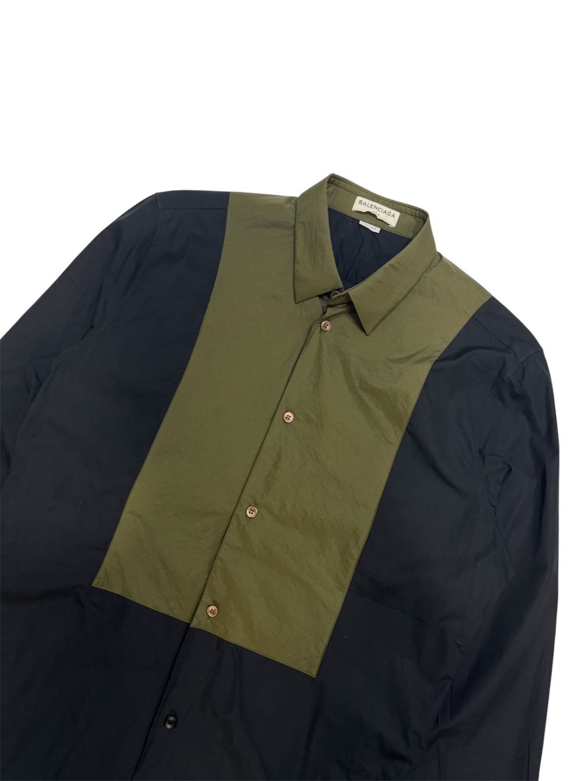 Balenciaga Balenciaga olive and black dress button up shirt Size US L / EU 52-54 / 3 - 2 Thumbnail