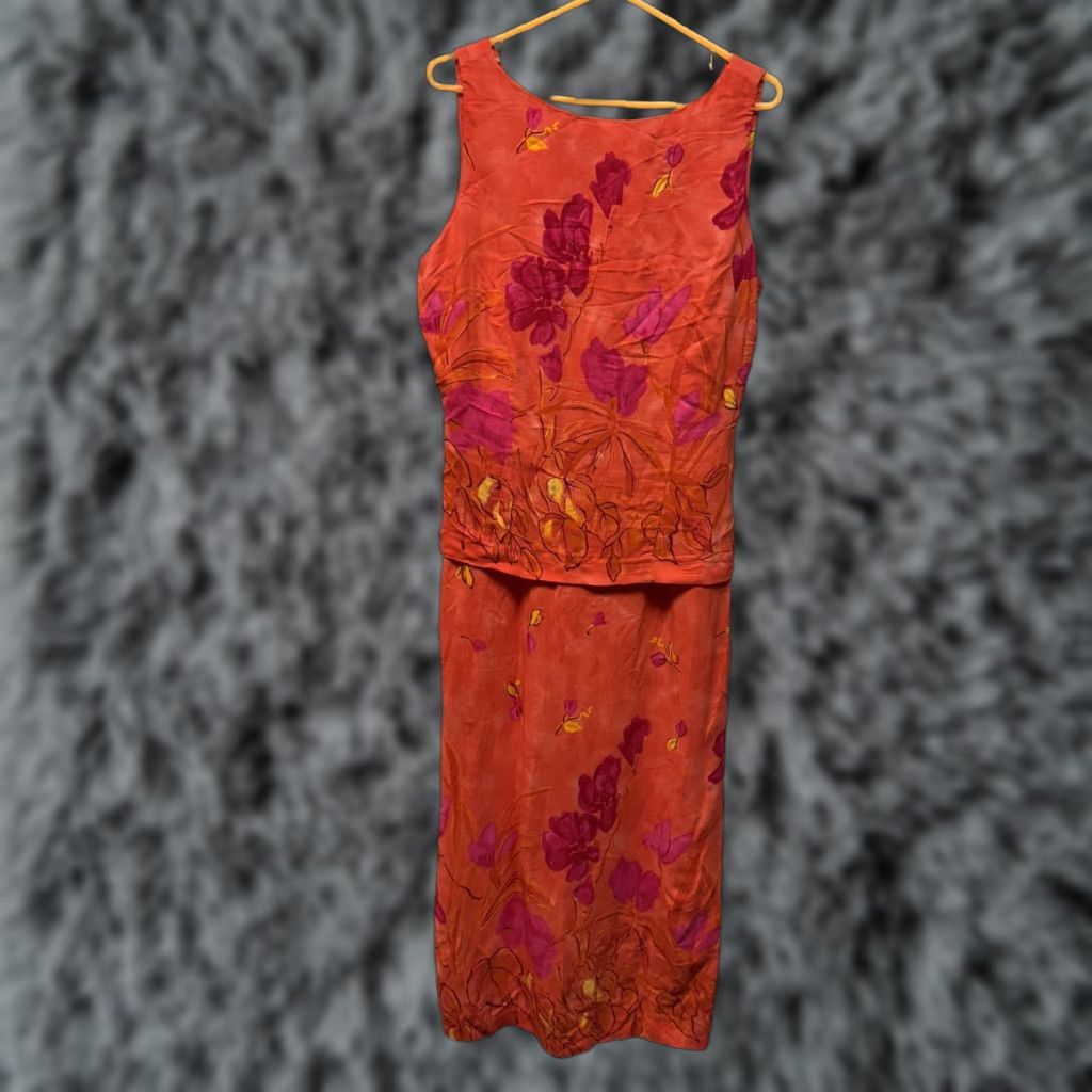 Vintage VINTAGE Sheri Martin Dress 14 Floral Maxi 100% Rayon Retro Summer Boho Chic Dress Women Sleeveless Tie Back Orange Floral 80s 90s Size XL / US 12-14 / IT 48-50 - 1 Thumbnail