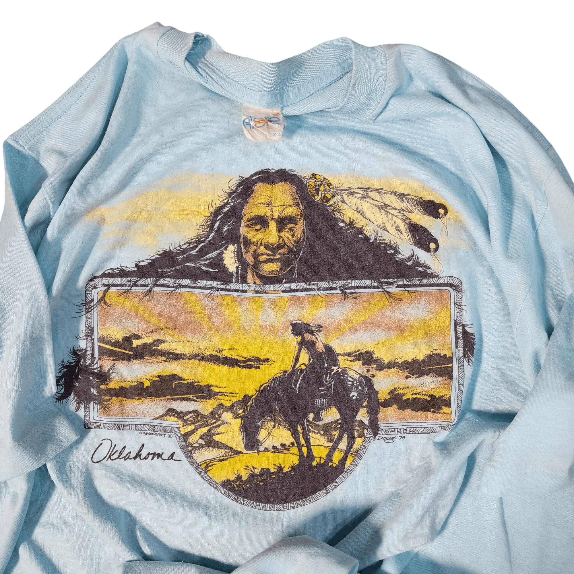 Vintage Vintage Alore 1978 Indian Oklahoma tees Art 78 shirt 70s Size US XL / EU 56 / 4 - 1 Thumbnail