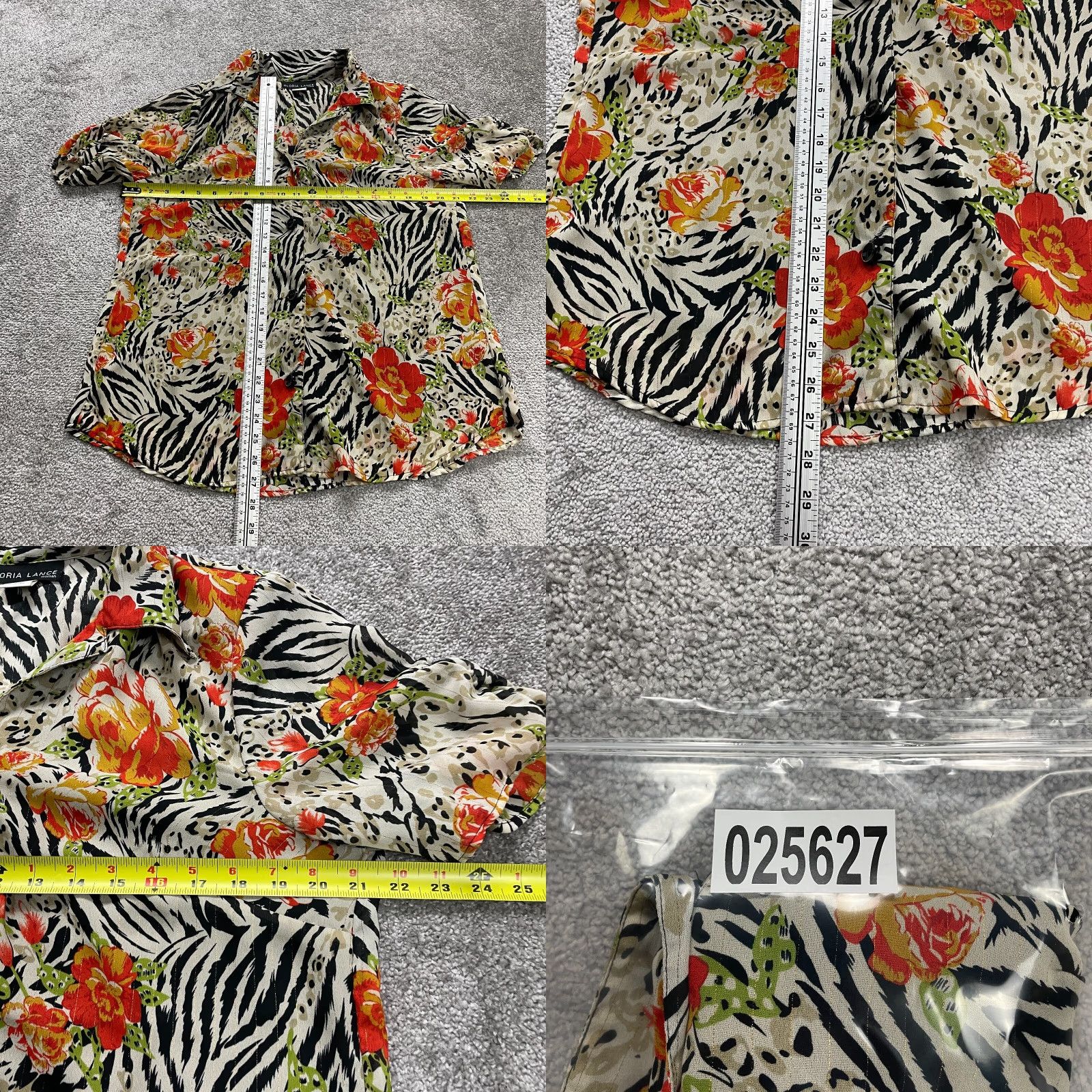 Lancel Gloria Lance Button Up Shirt Women XL Multicolor Zebra Floral Padded Shoulders Knit Polyester Spandex Casual Floral Bohemian Hawaii Size XL / US 12-14 / IT 48-50 - 8 Thumbnail