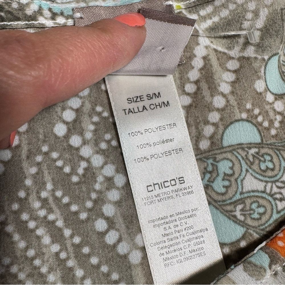 Chicos New Chico's Floral Multi-Print Chiffon Poncho Blouse Size S Size M / US 6-8 / IT 42-44 - 7 Thumbnail