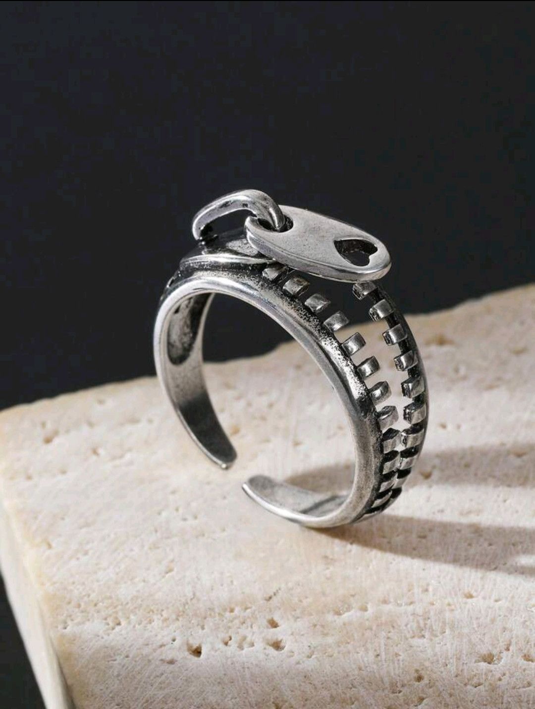 Designer × Vintage Men Zip Design Cuff Ring Copper Size ONE SIZE - 3 Thumbnail