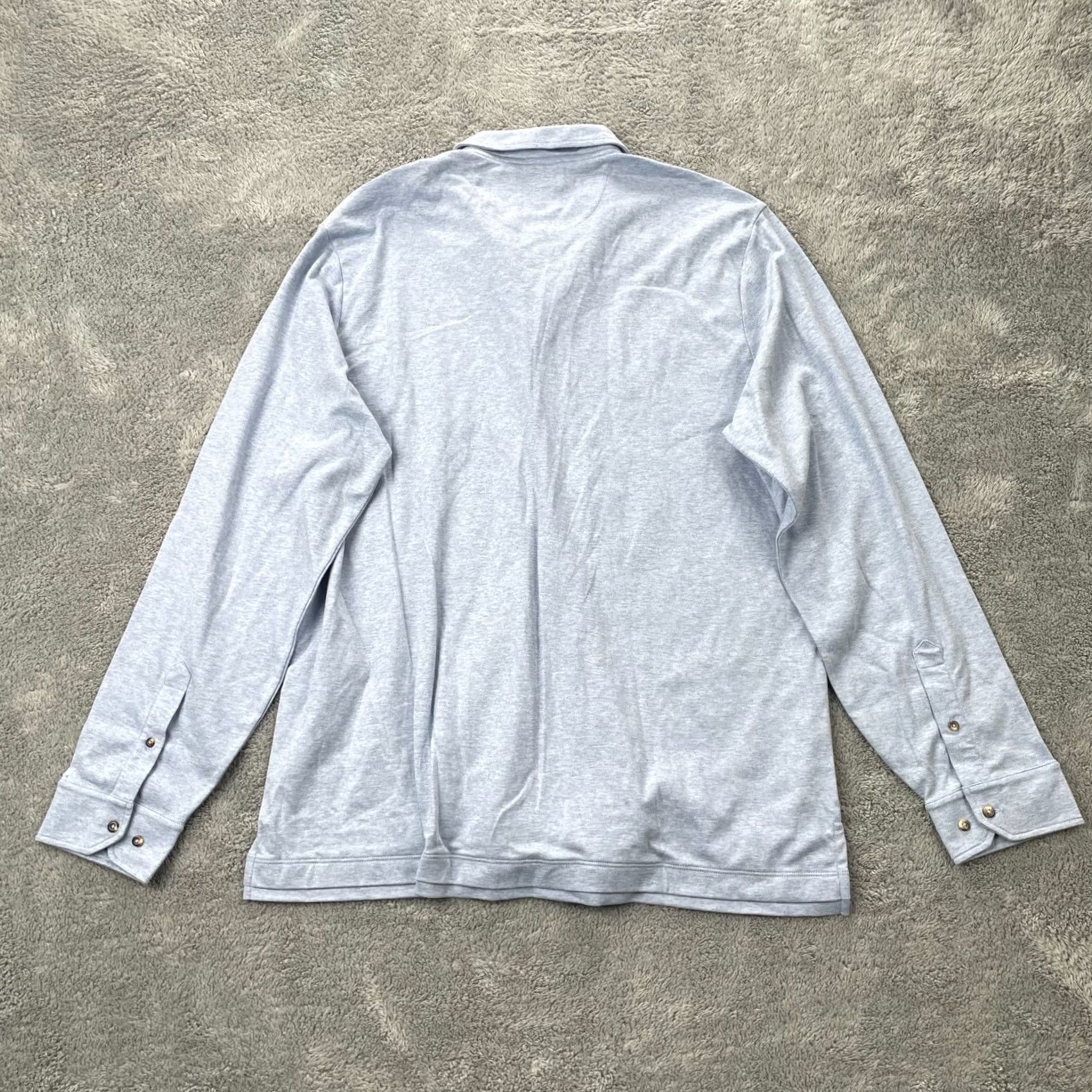 David Donahue David Donahue Shirt Mens 2XL Gray Cotton Button Up Regular Long Sleeve Collared Classic Dress Shirt Size 48R - 5 Thumbnail