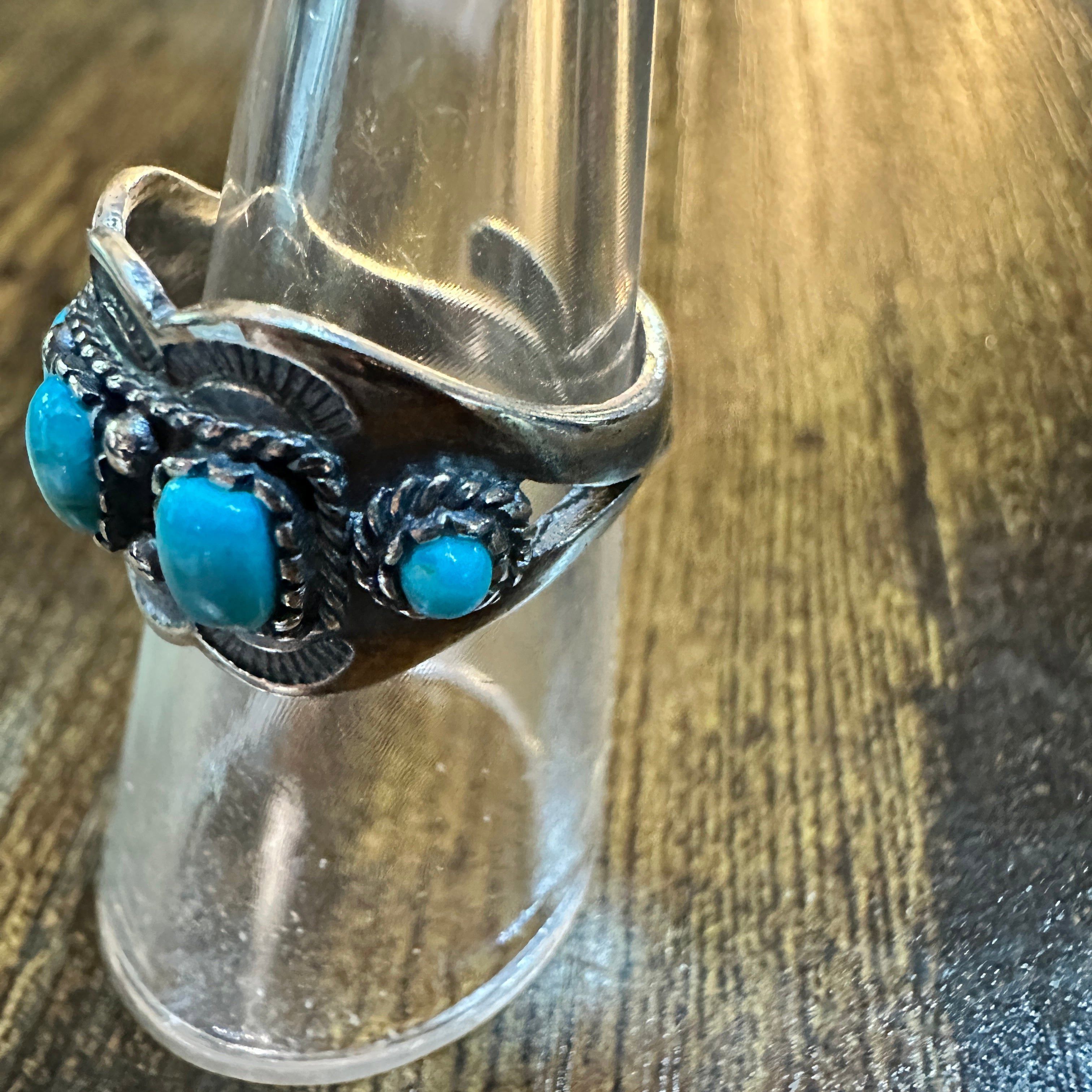 Other Boho Native American Turquoise Floral Adjustable Sterling Si Size ONE SIZE - 6 Thumbnail
