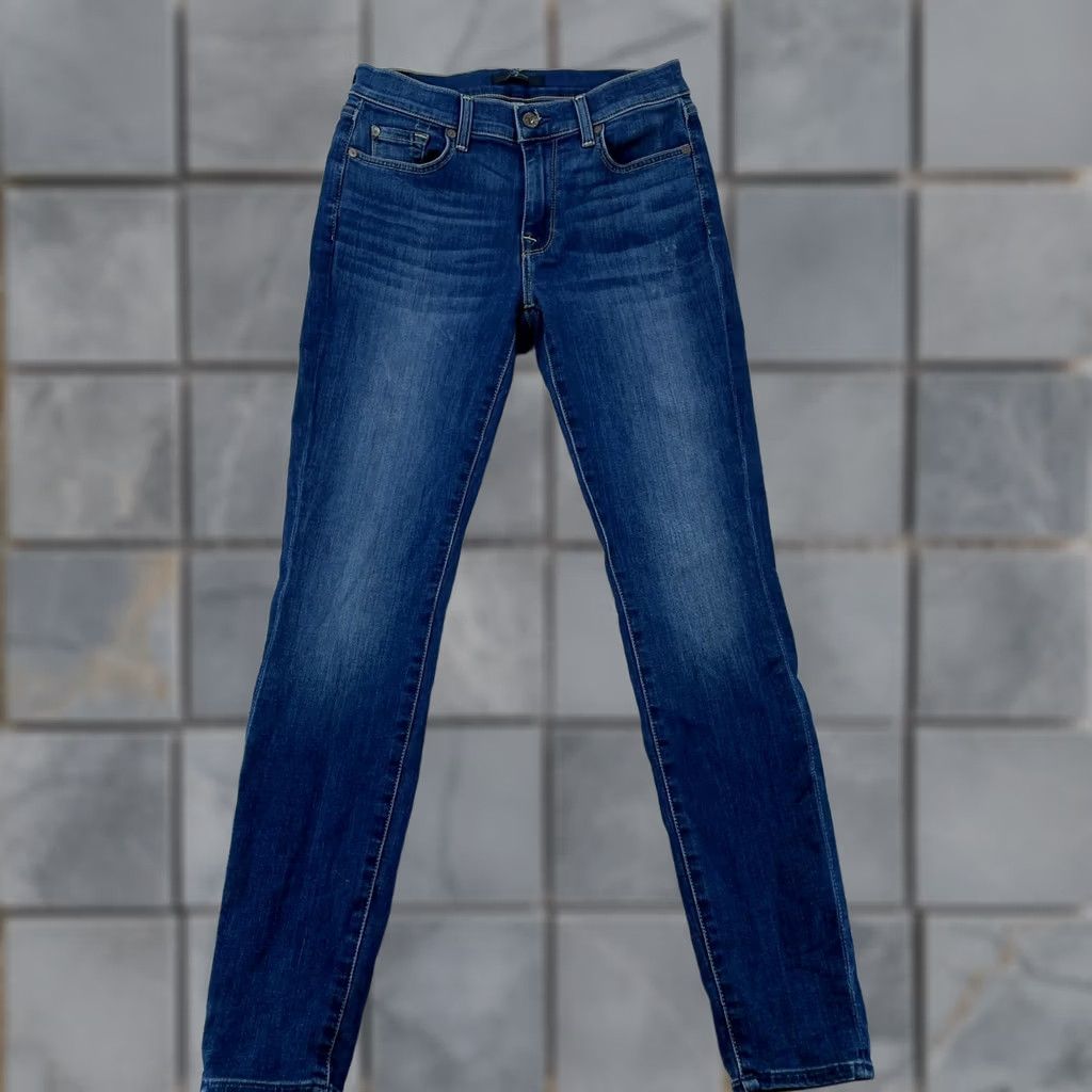 7 For All Mankind 7 For All Mankind Jeans Gwenevere Skinny Stretch Denim Mid Rise Womens 28x29 Blue Slim Pockets Solid Denim 90s Contemporary Womens Jeans Size 28" / US 6 / IT 42 - 1 Thumbnail