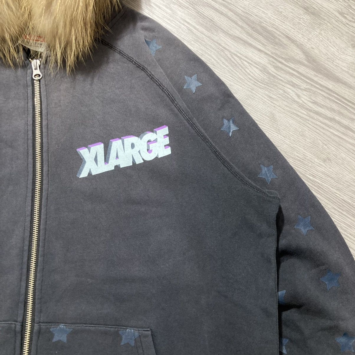 Japanese Brand Vintage Trashed Xlarge Stars Logo Fur Ziphoodie Y2k Black Size US XL / EU 56 / 4 - 4 Thumbnail