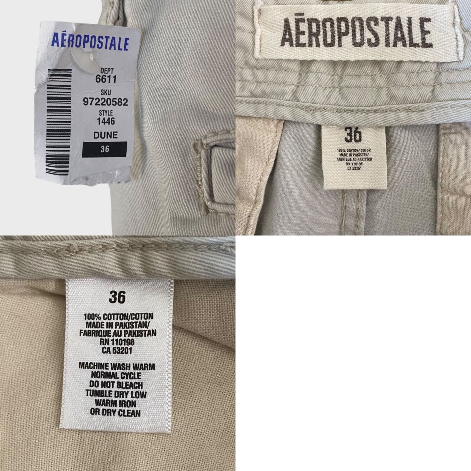 Vintage VINTAGE Aeropostale Cotton Twill Chino Shorts Men's 36 Beige Flat-Front Casual Summer Size US 36 / EU 52 - 8 Thumbnail