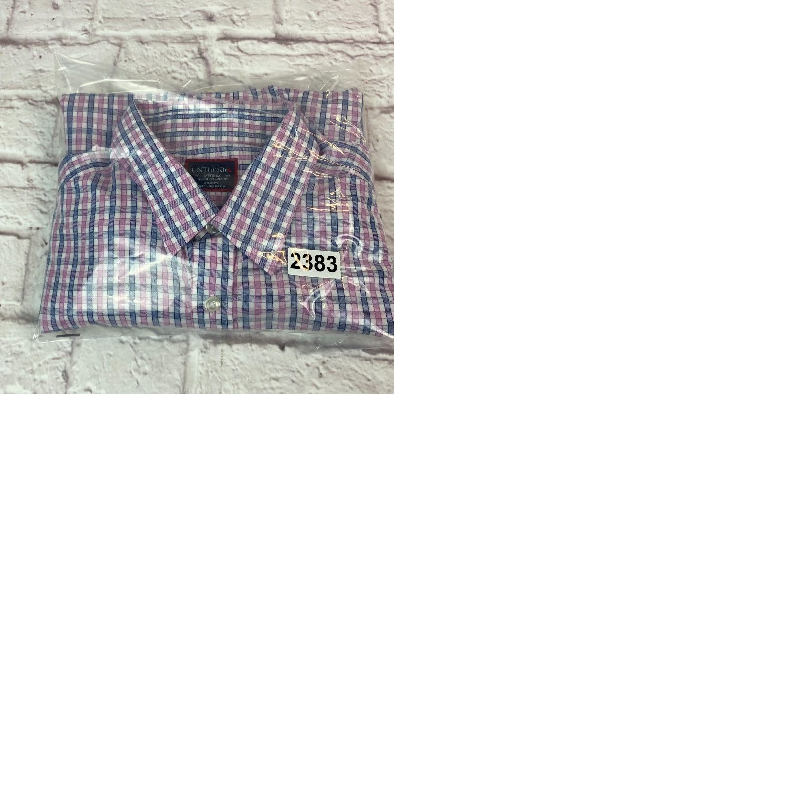 UNTUCKit UNTUCKit Button-Up Shirt Mens M Check Wrinkle Free Slim Fit Cotton Dolcetto Pink Blue White Size US M / EU 48-50 / 2 - 9 Thumbnail