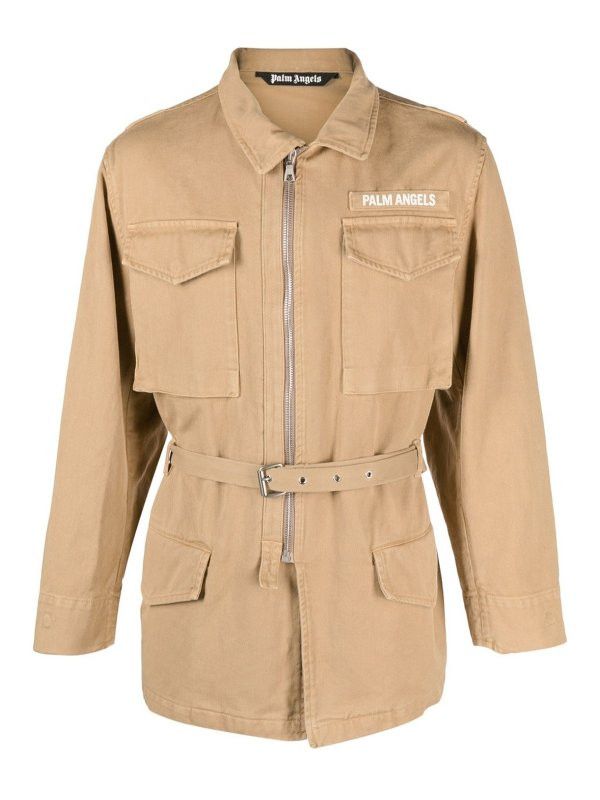 Palm Angels o1y0325 Logo Jacket in Beige Size US M / EU 48-50 / 2 - 1 Thumbnail