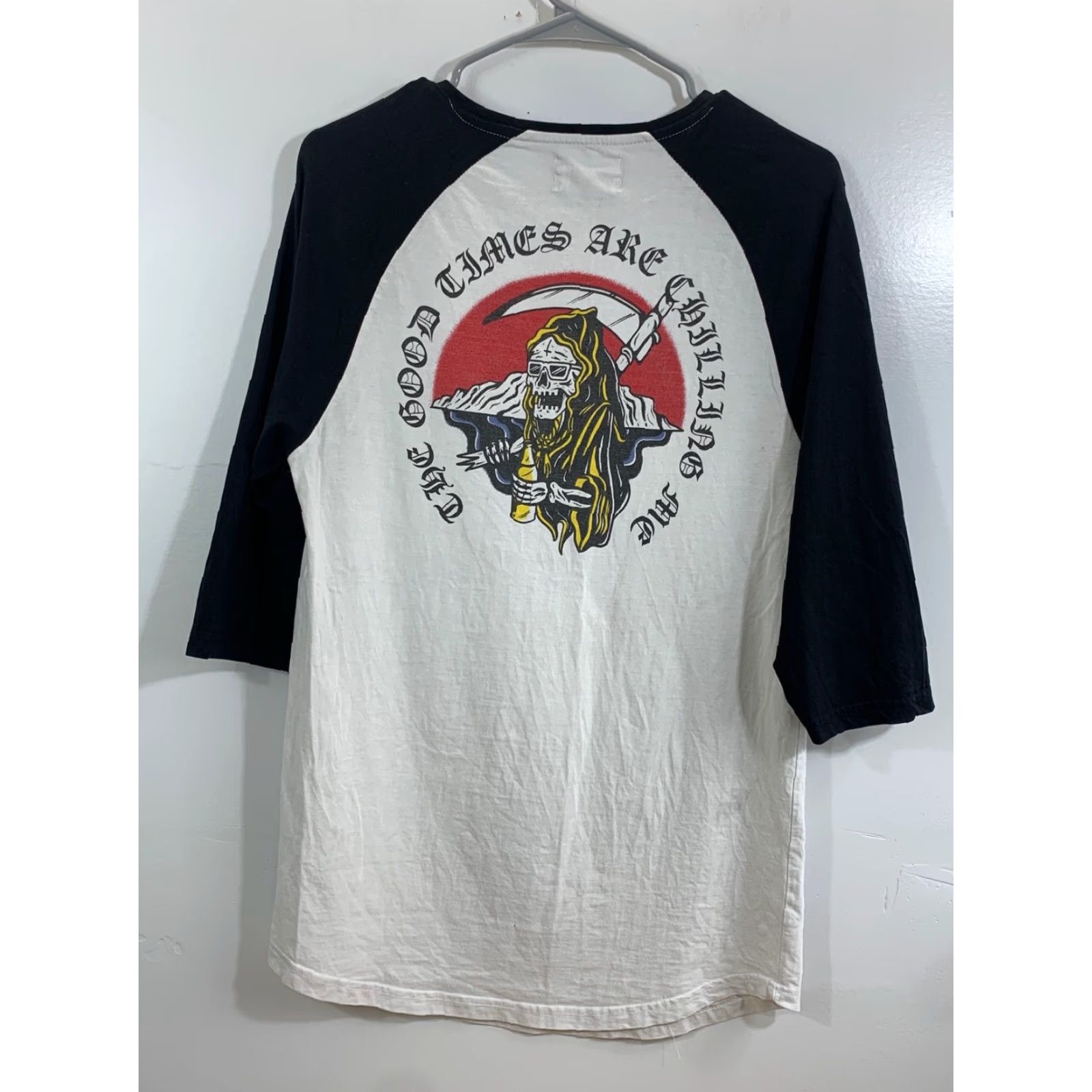 Cotton On T-Bar x Cotton On The good Times Are Chilling Me 3/4 Sleeve Shirt M White Crew Neck California Mens Shirt Size US M / EU 48-50 / 2 - 4 Thumbnail