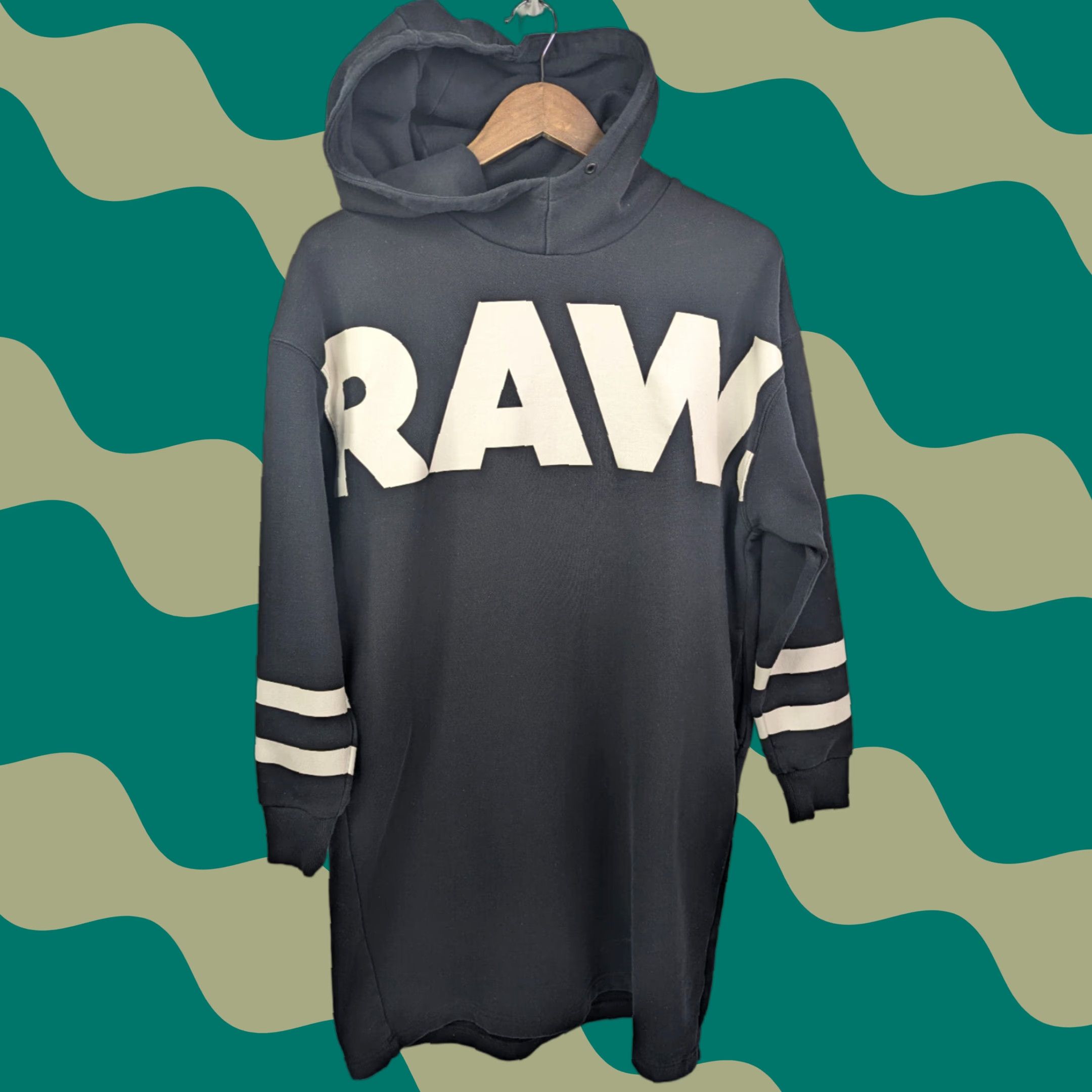 Vintage G Star Raw Scolla Oversized Hooded Striped Sweater Dress Size Medium Logo Womens Sweater Dress Hooded Black SS18? Size M / US 6-8 / IT 42-44 - 1 Thumbnail