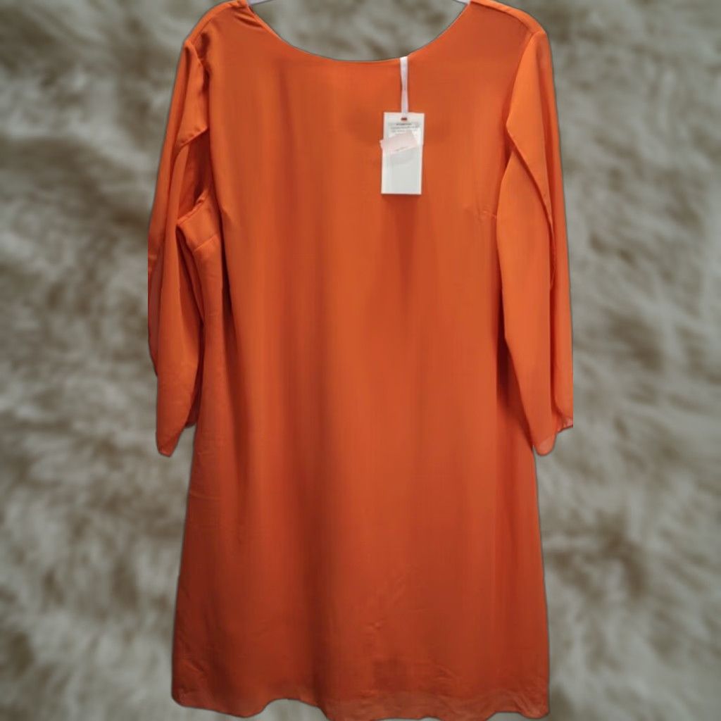 Vintage Grace Karin Womens Dress Knee Length Shift Orange L Long Flutter Sleeve Sz Large? Size L / US 10 / IT 46 - 1 Thumbnail