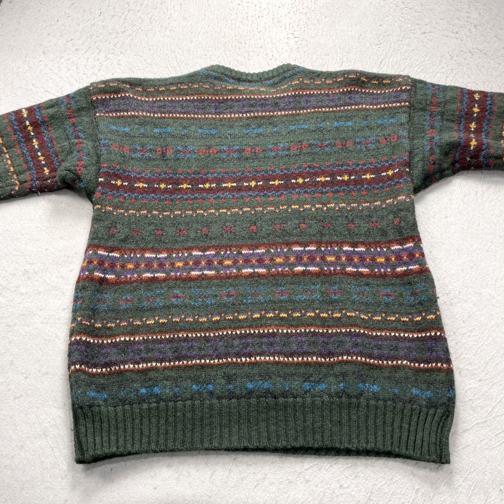 Vintage VINTAGE Woolrich Mens Large Green Striped Fair Isle Wool Sweater 80s Size US L / EU 52-54 / 3 - 5 Thumbnail