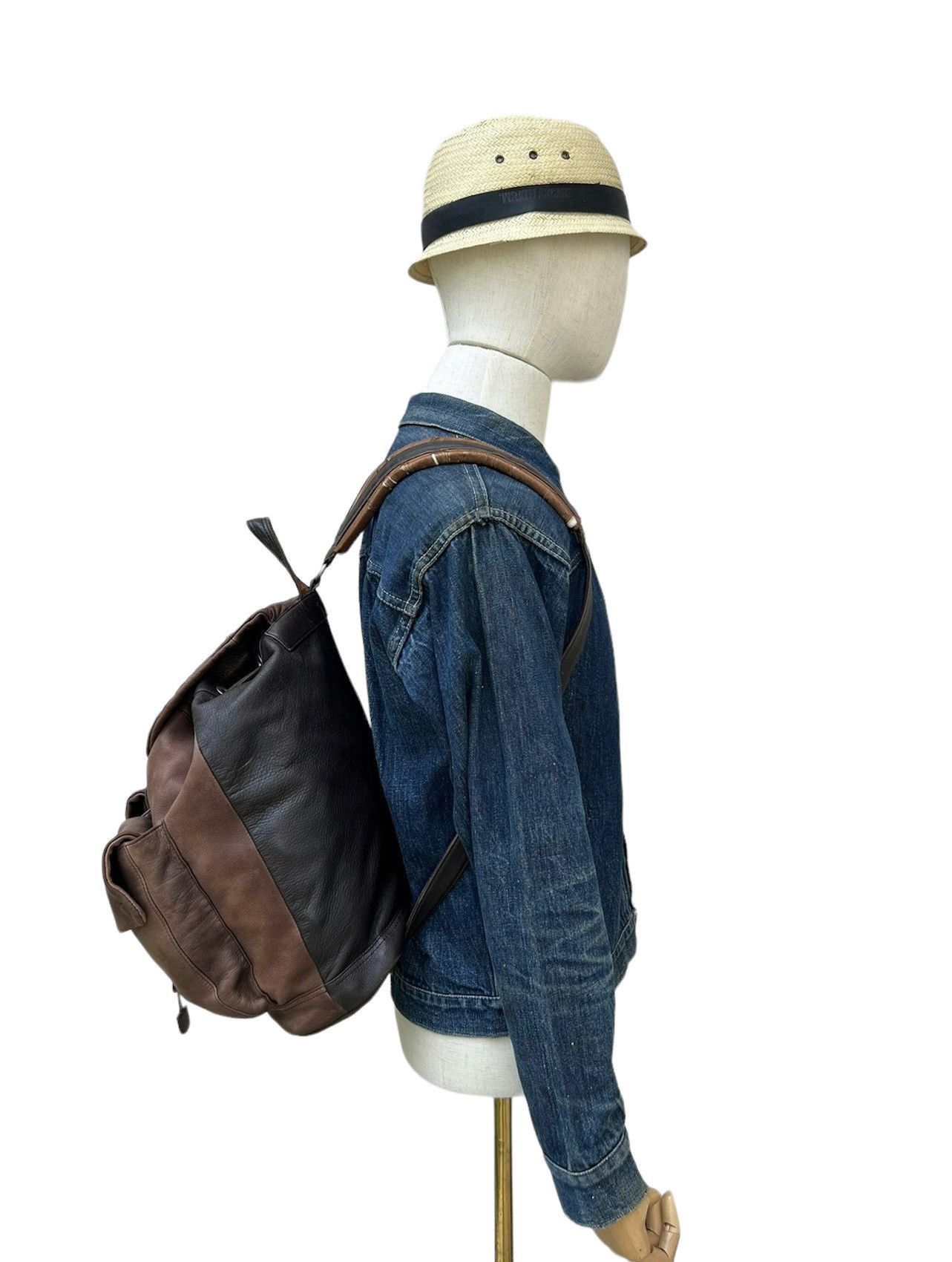 Leather Vintage Porter Tokyo Distressed Patina Leather Backpack Bag Size ONE SIZE - 3 Thumbnail