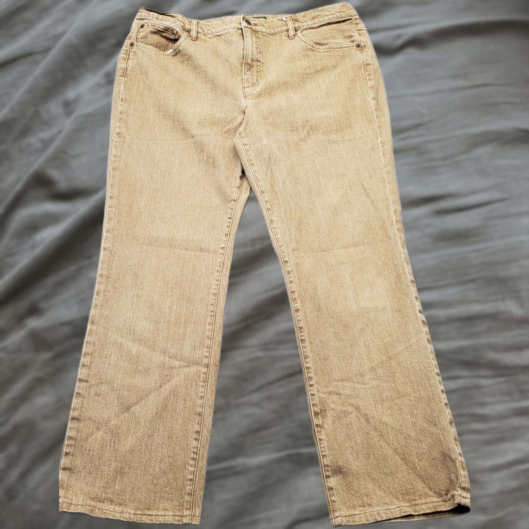 Ralph Lauren Lauren Ralph Lauren Wide Leg Jeans Women 16 Tan Denim 5 Pocket Design Jeans Women 16 Tan Denim 5 Pocket Design Size 38" / US 16 / IT 52 - 1 Thumbnail