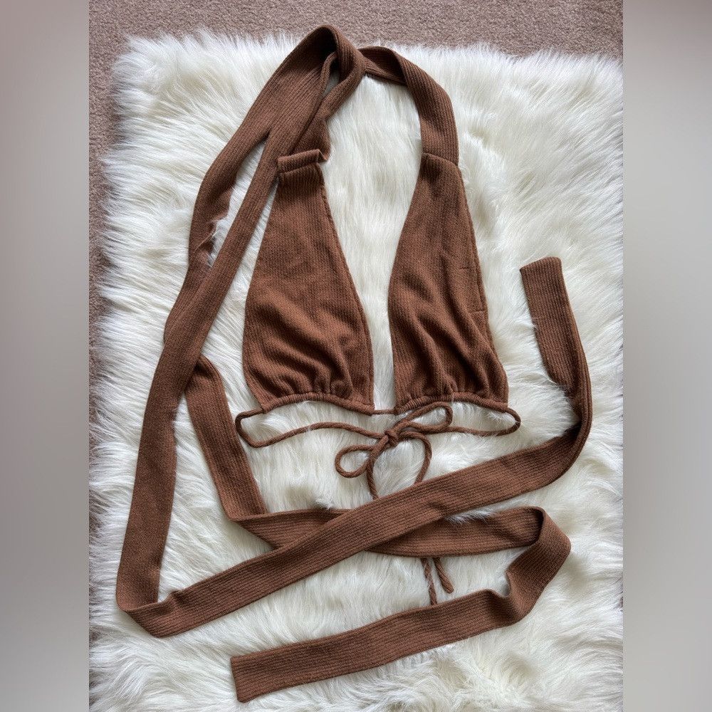 Other Animari Brown Wrap Halter Top Waist Tied Convertible Size M / US 6-8 / IT 42-44 - 2 Thumbnail