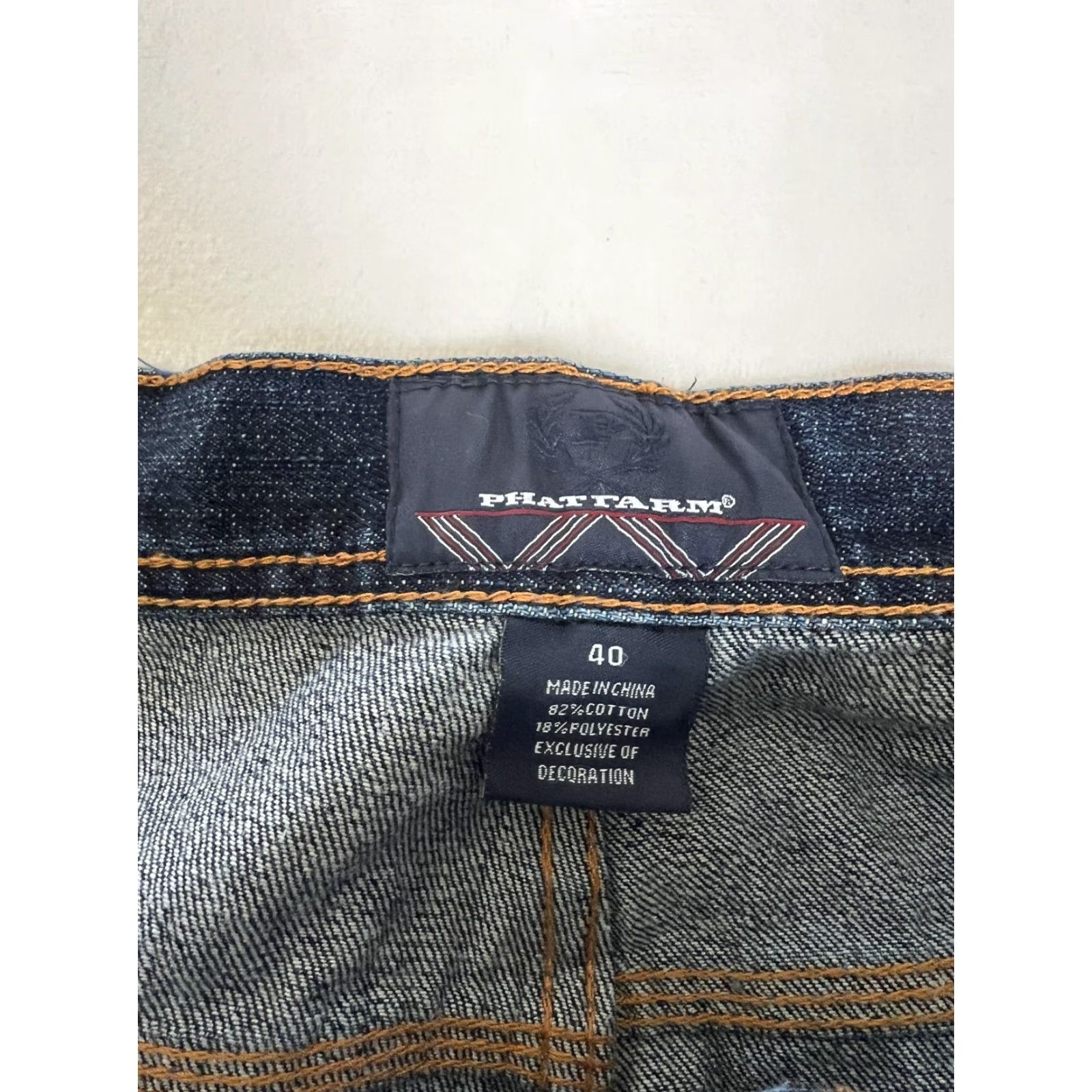 Phat Farm VTG Phat Farm Jeans Mens 40 Blue Dark Wash Denim Embroidered Pocket Hip Hop Size US 40 / EU 56 - 6 Thumbnail