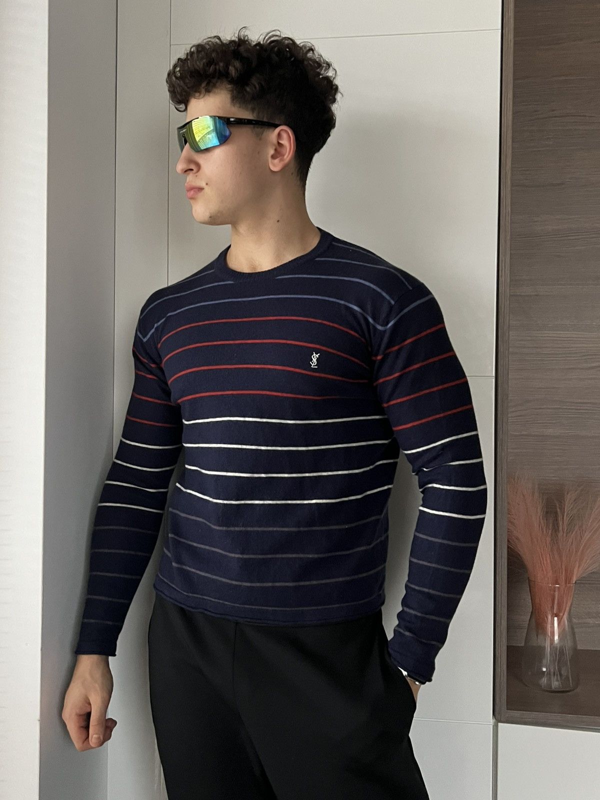 Yves Saint Laurent ‼️Vintage YSL YvesSaintLaurent Wool Knit Logo Sweater ‼️ Size US M / EU 48-50 / 2 - 1 Thumbnail
