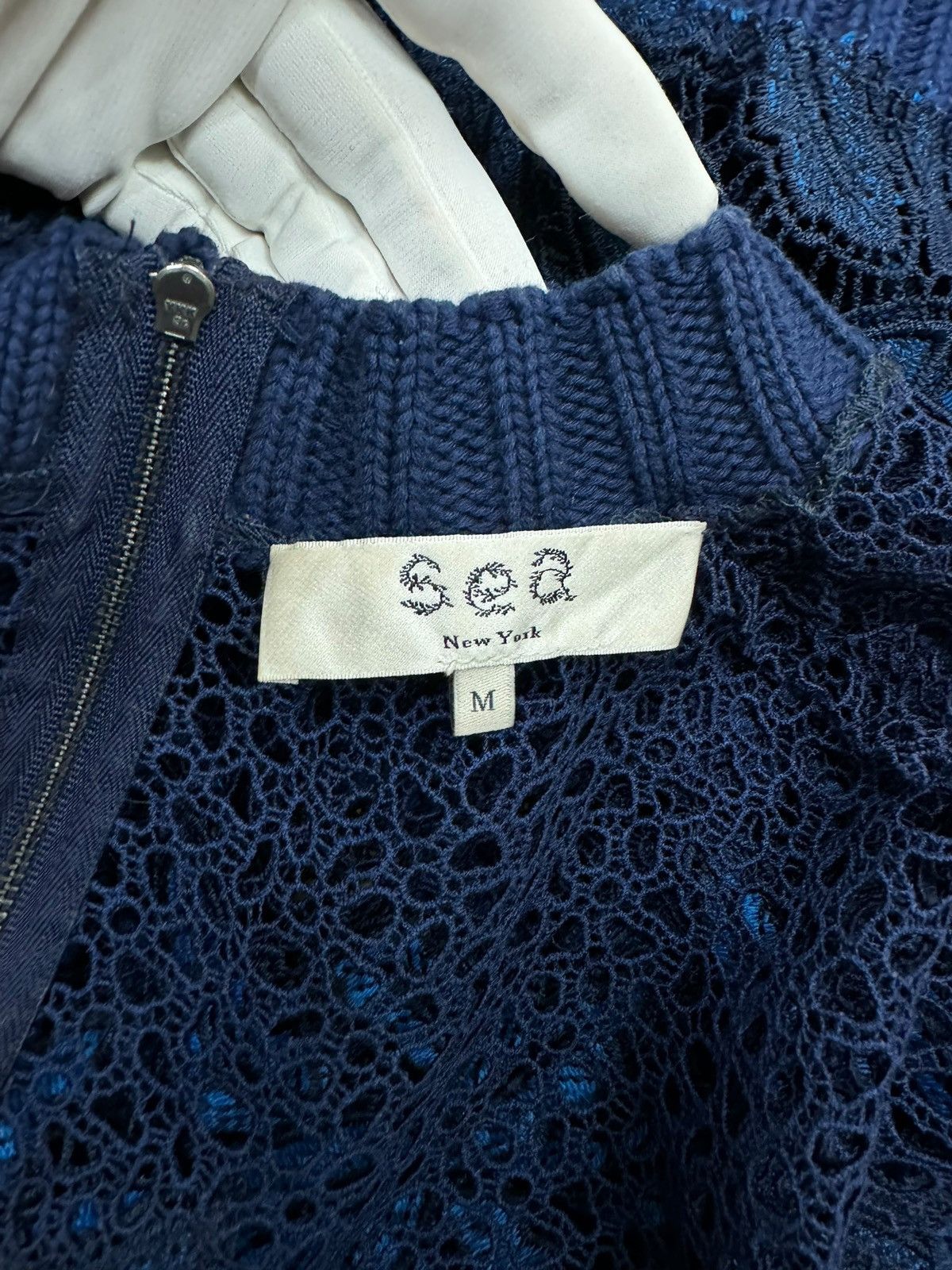 Sea New York Crotchet Sweater Mesh Embroidered size M