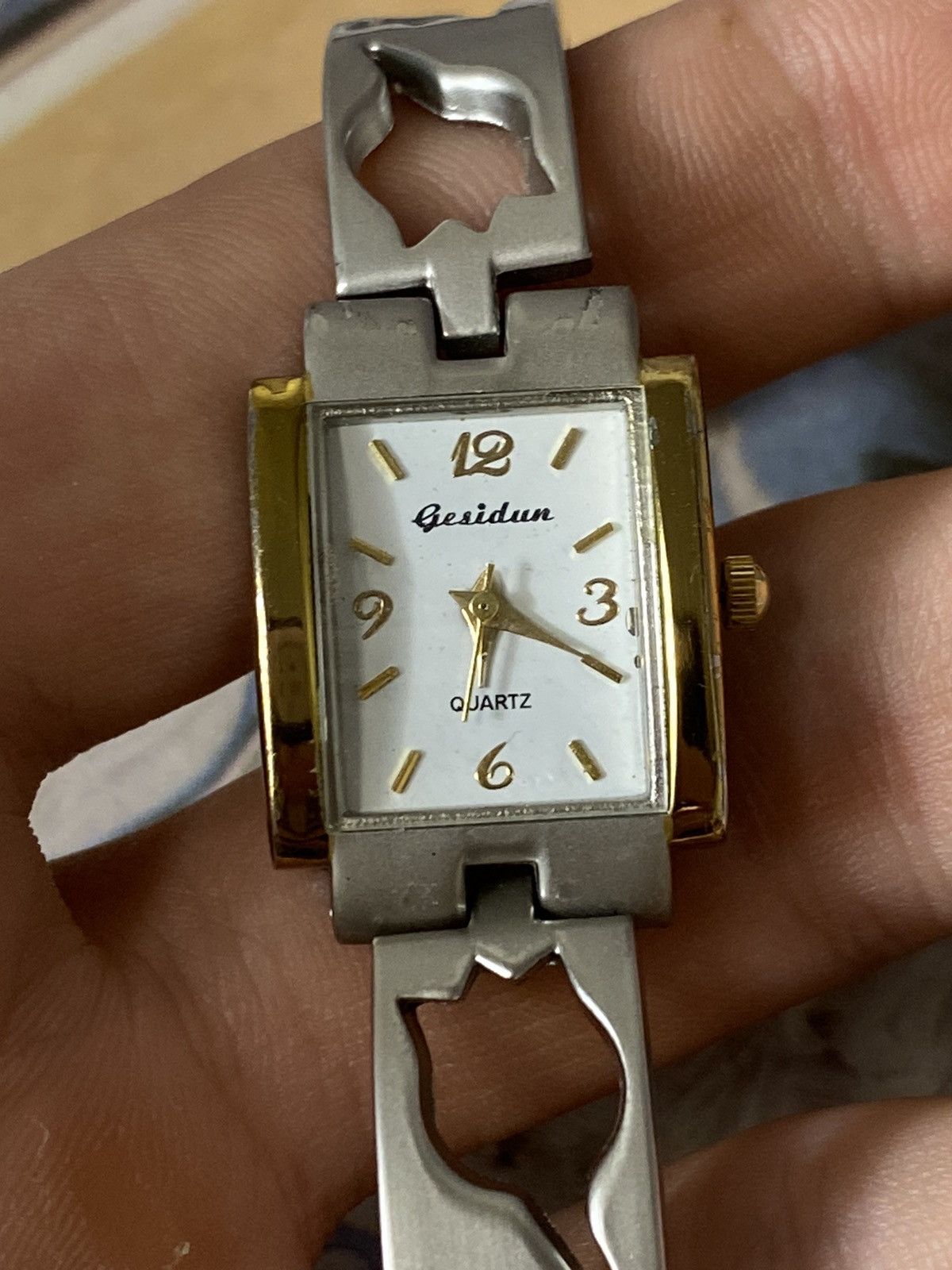 Jewelry Two-Tone Vintage Floral Cutout Watch Bracelet Size ONE SIZE - 6 Thumbnail