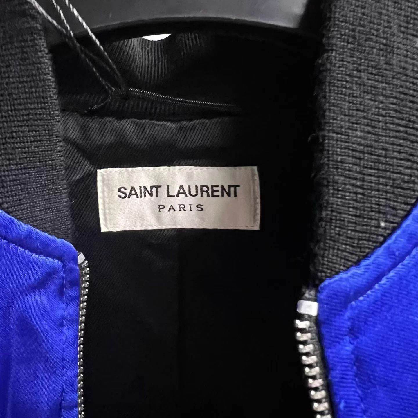 Saint Laurent Blue Silk Shark Longsleeve Jacket 36 NWT Hot