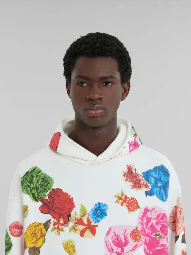 Marni oc11z0525 Floral-Print Cotton Hoodie in Multicolor Size US XL / EU 56 / 4 - 5 Thumbnail