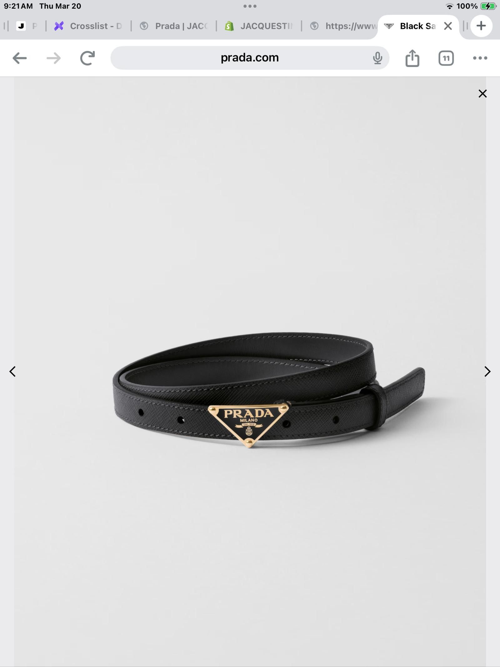 Prada PRADA LOGO LEATHER BELT SIZE 85 Size ONE SIZE - 3 Thumbnail
