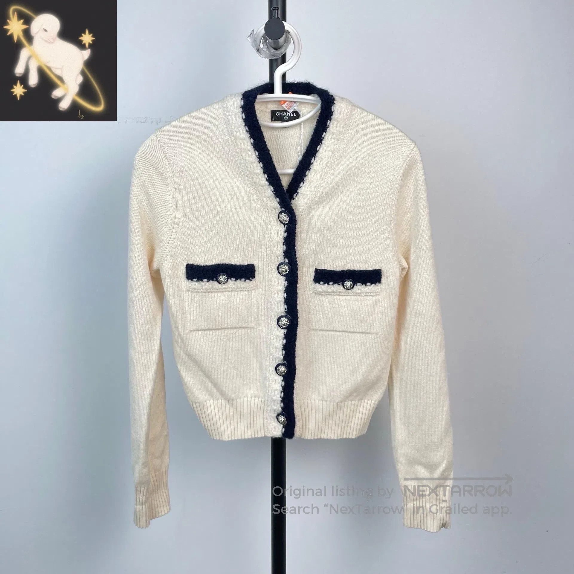 Chanel Chanel Beige and Black Edge Long Sleeve Cashmere Knit Open Size XXS / US 00 / IT 34 - 1 Thumbnail