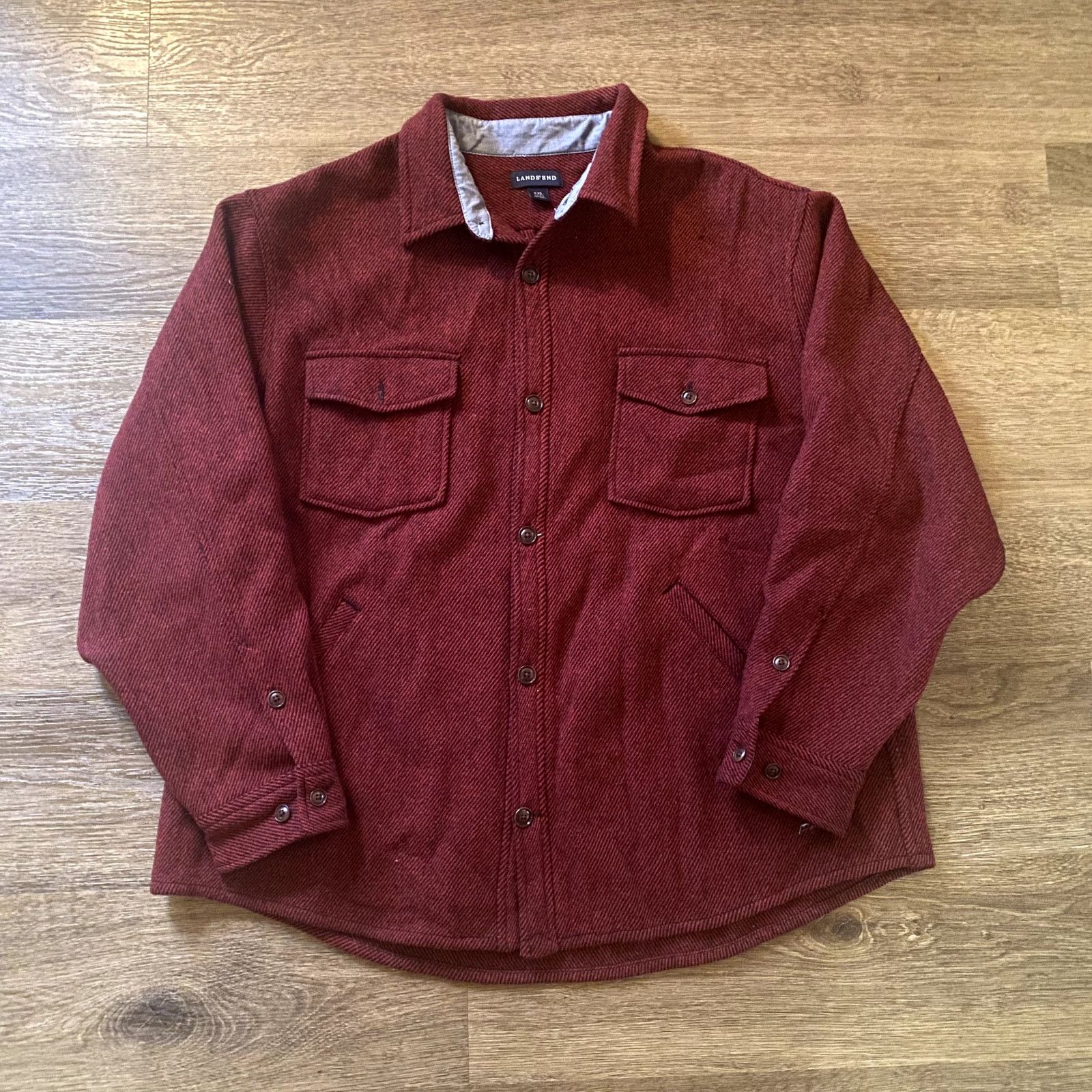 Lands' End Heavy Red Wool Land's End Button Up Shirt Size US XXL / EU 58 / 5 - 1 Thumbnail