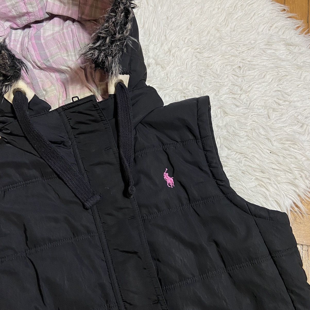 Ralph Lauren 📌 Vintage Polo Ralph Lauren Vest Fur Hooded Size XL / US 12-14 / IT 48-50 - 5 Thumbnail