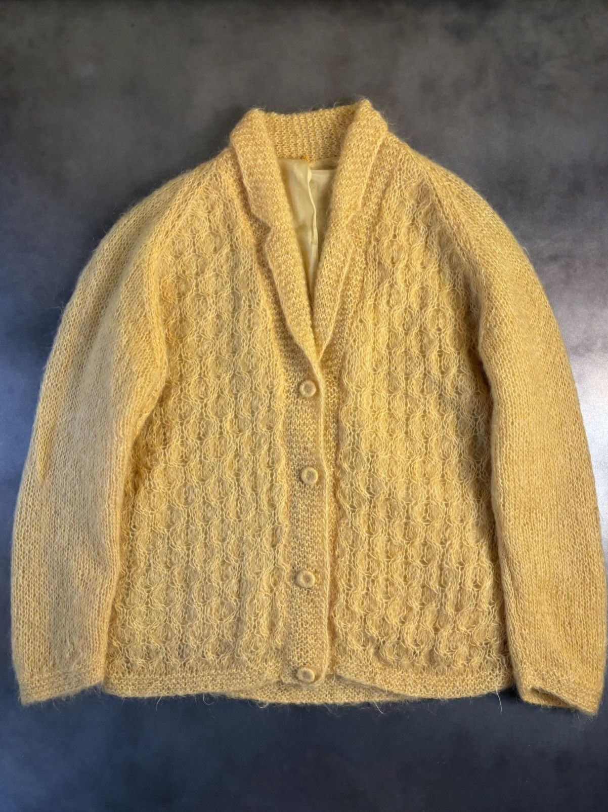 Vintage Vintage Mohair Blazer Loose Knit Angora Shag Fringe Coat 70s Size M / US 6-8 / IT 42-44 - 1 Thumbnail