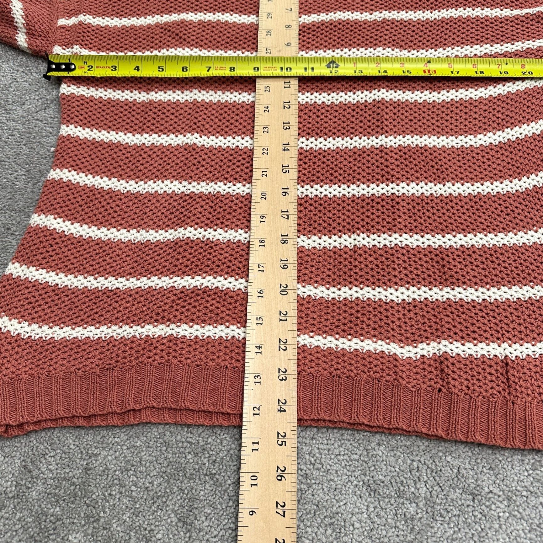 Vintage Dip Sweater Women XL Brown Striped Crew Neck Crochet Knit Open-Knit Casual Womens Size XL / US 12-14 / IT 48-50 - 7 Thumbnail