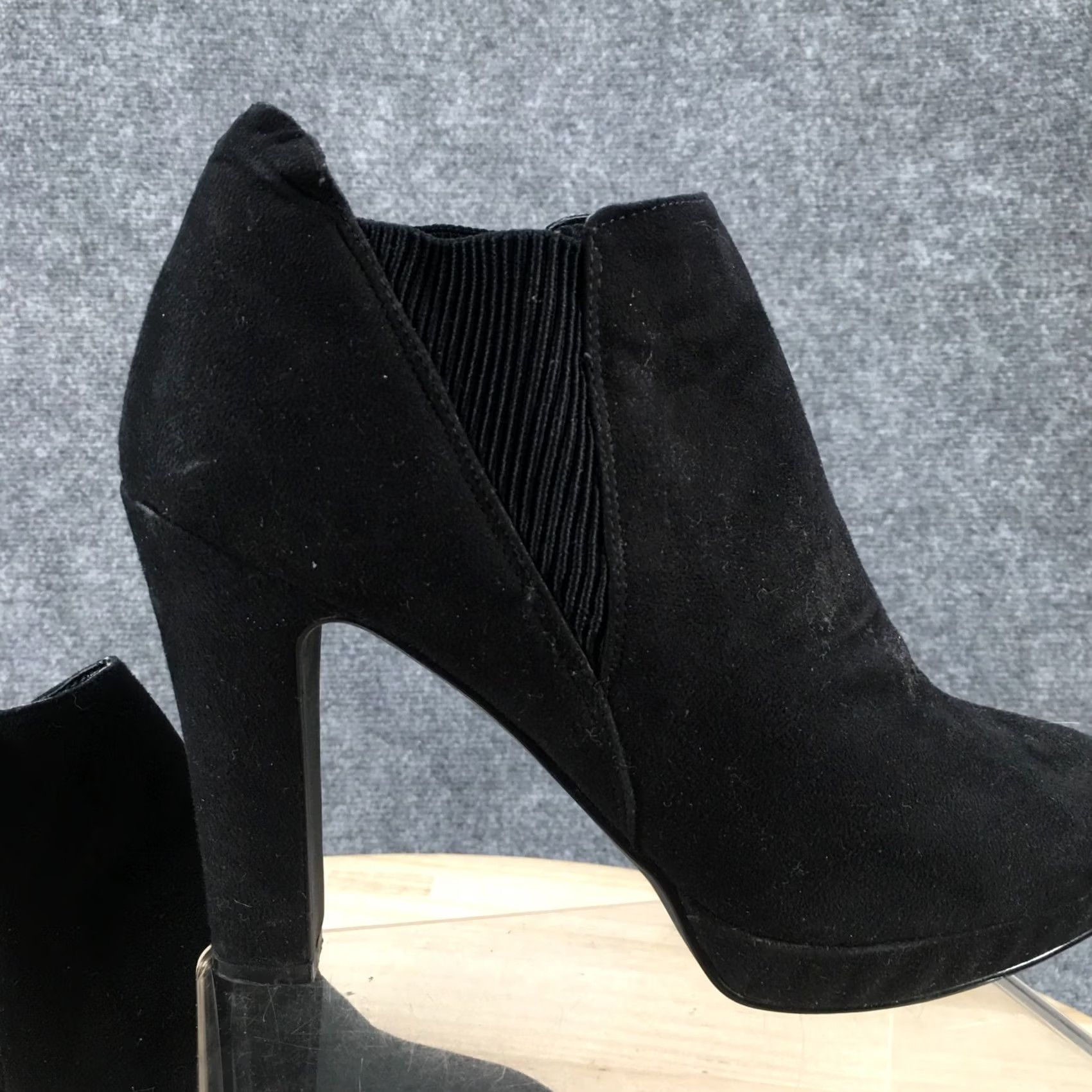 Vintage Impo Stretch Boots Womens 10 M Outride Ankle Booties Heels Black Fabric Pull On Size US 10 / IT 40 - 6 Thumbnail
