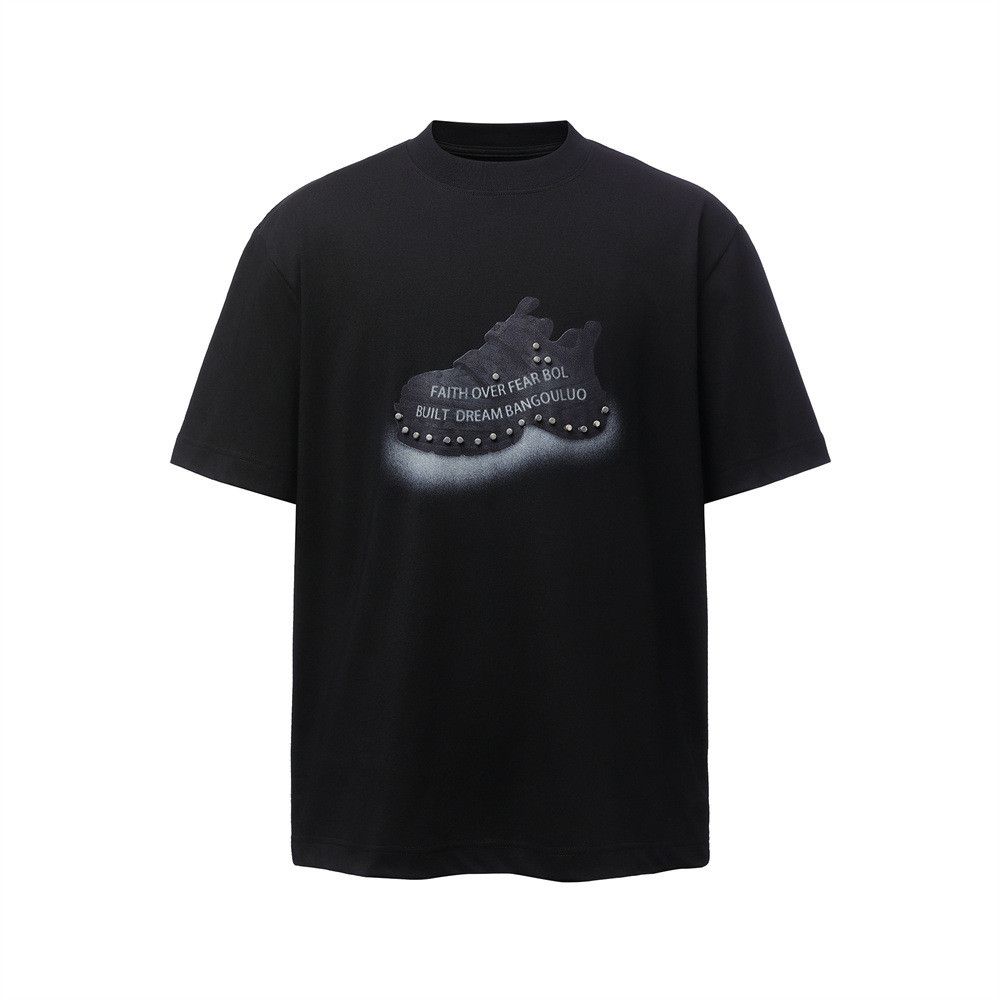 Japanese Brand Men's Loose-Fit Casual T-Shirt with Creative Shoe Print Size US M / EU 48-50 / 2 - 1 Thumbnail