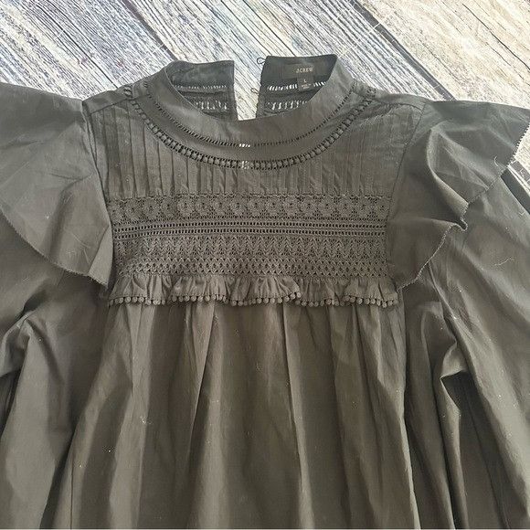 J.Crew J. Crew Black Crochet Ruffled Blouse Size L / US 10 / IT 46 - 4 Thumbnail