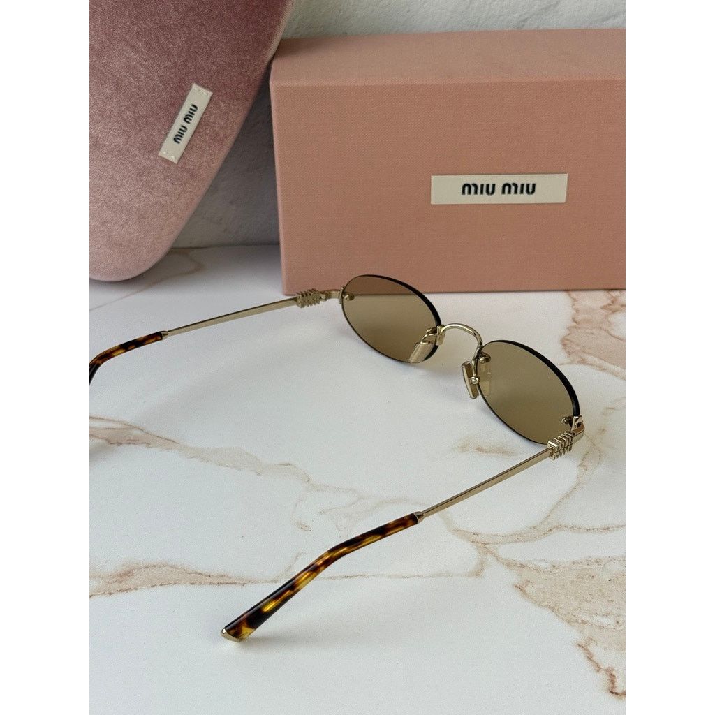 Miu Miu NEW Miu Miu MU A54S Rimless Sunglasses in Gold Yellow $578 Size ONE SIZE - 6 Thumbnail