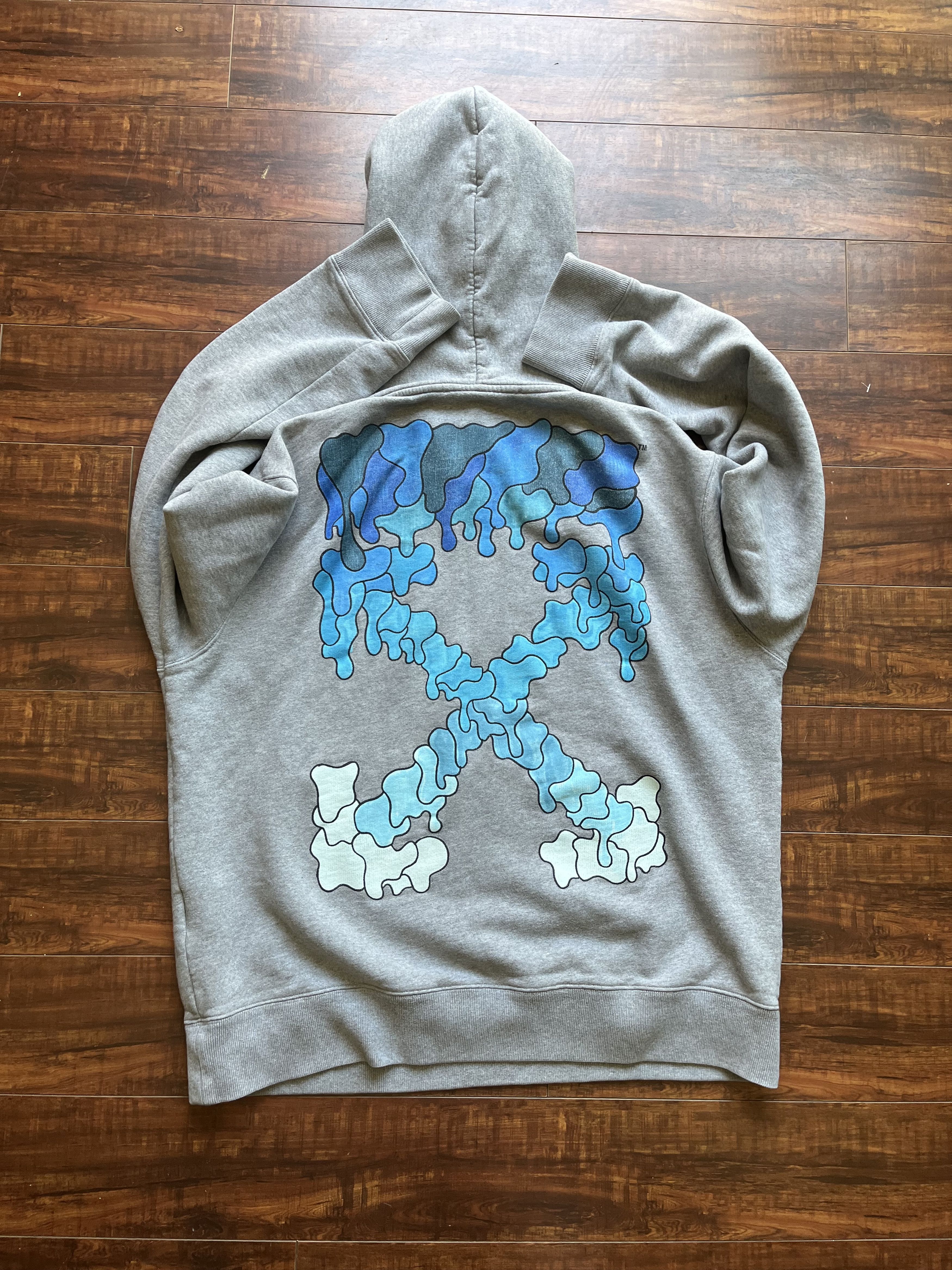 Pre-owned Off-white Ss21  Blue Marker Hoodie In Grey