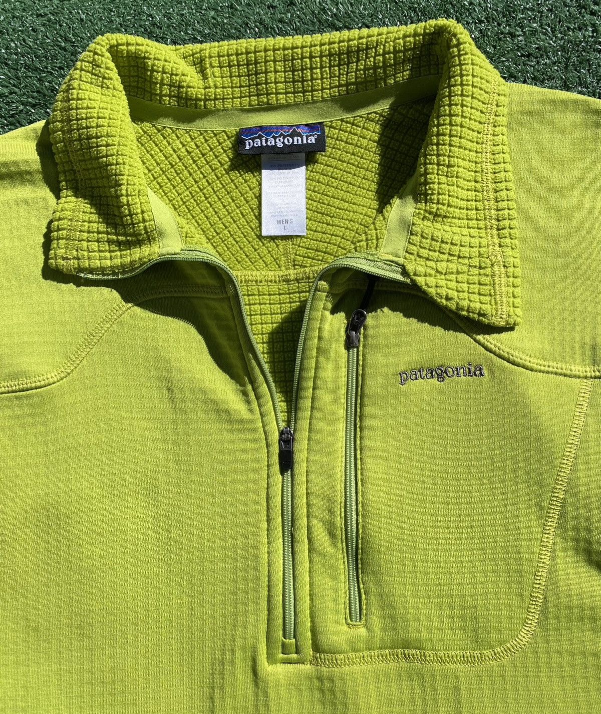 Patagonia Patagonia R1 Regulator Lime Green Waffle Grid Fleece Jacket Size US L / EU 52-54 / 3 - 4 Thumbnail